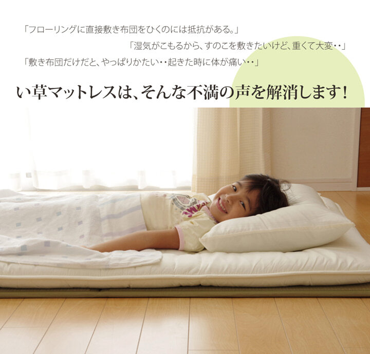 IKEHIKO Japanese Tatami Thin Rush Grass Mattress Three-fold type compact Japan