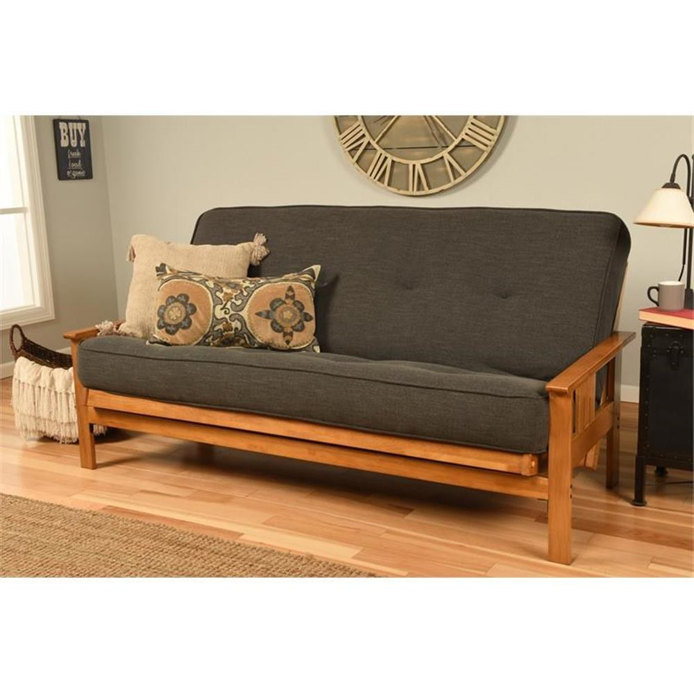 Cotton/Foam Full-size Futon 7″ Mattress w/Charcoal Cover-Frame Not Included