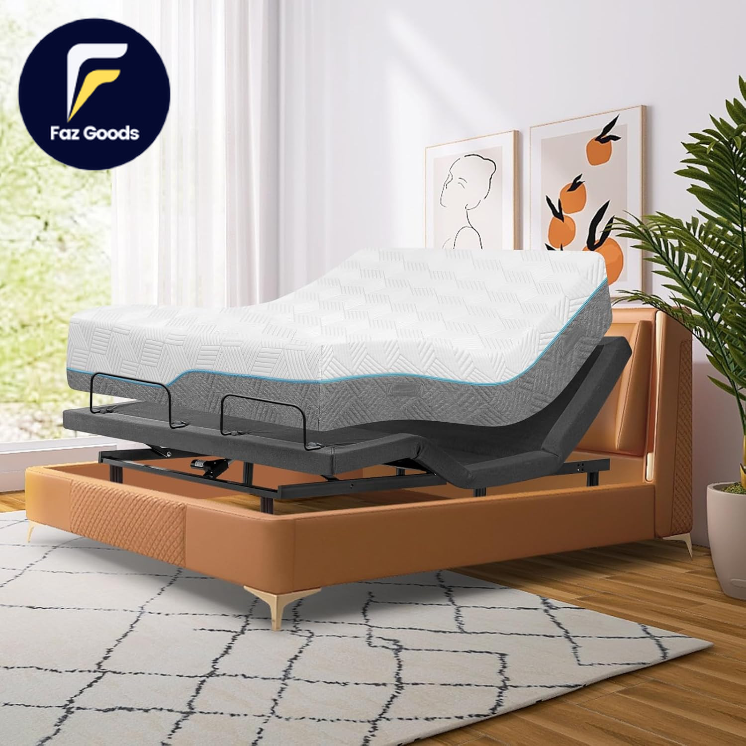 Adjustable Queen Bed Frame & 14″ Gel Memory Foam Mattress with Smart Features