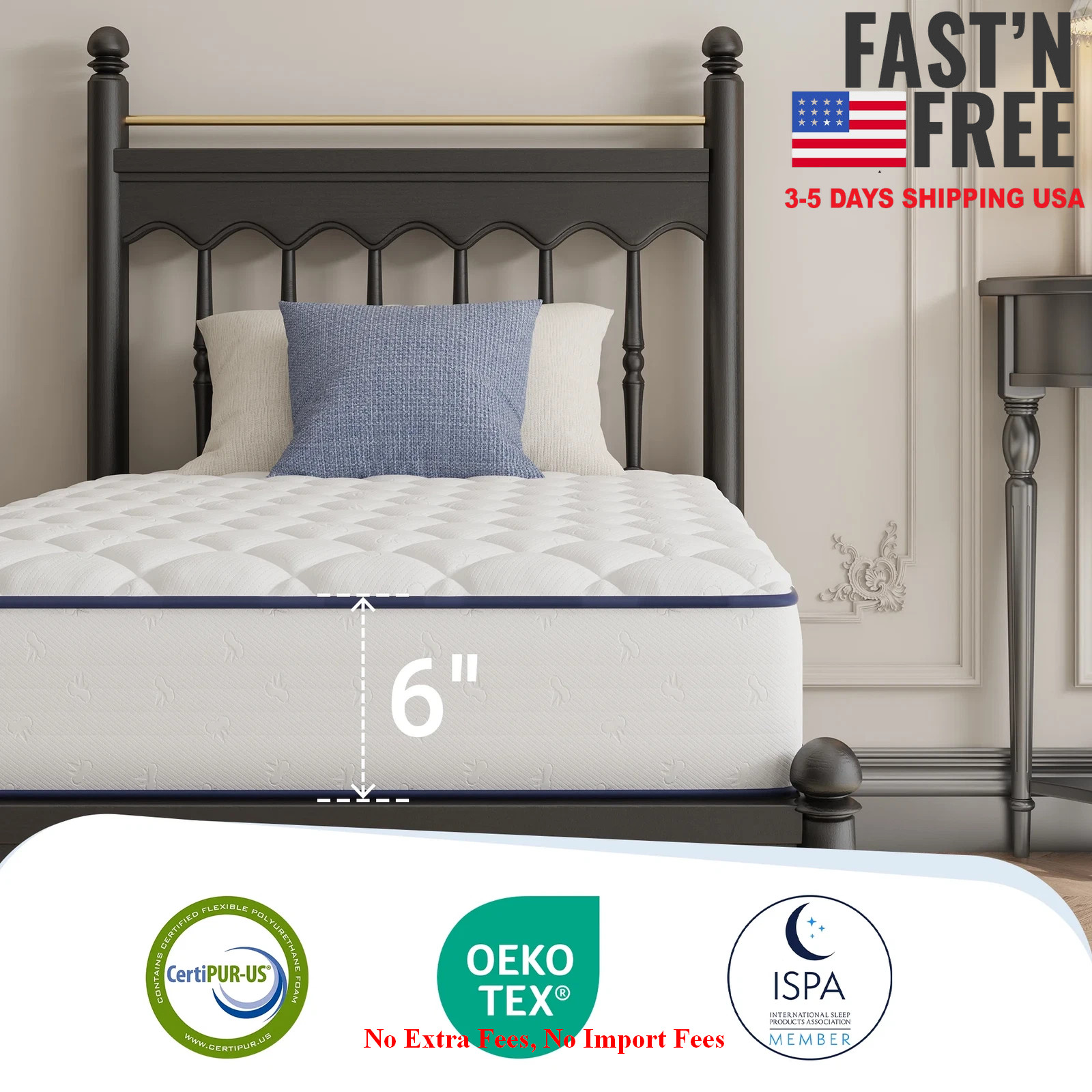 [HOT SALE] Pearl 6″ Twin Size Medium Adult Supportive Innerspring Mattress