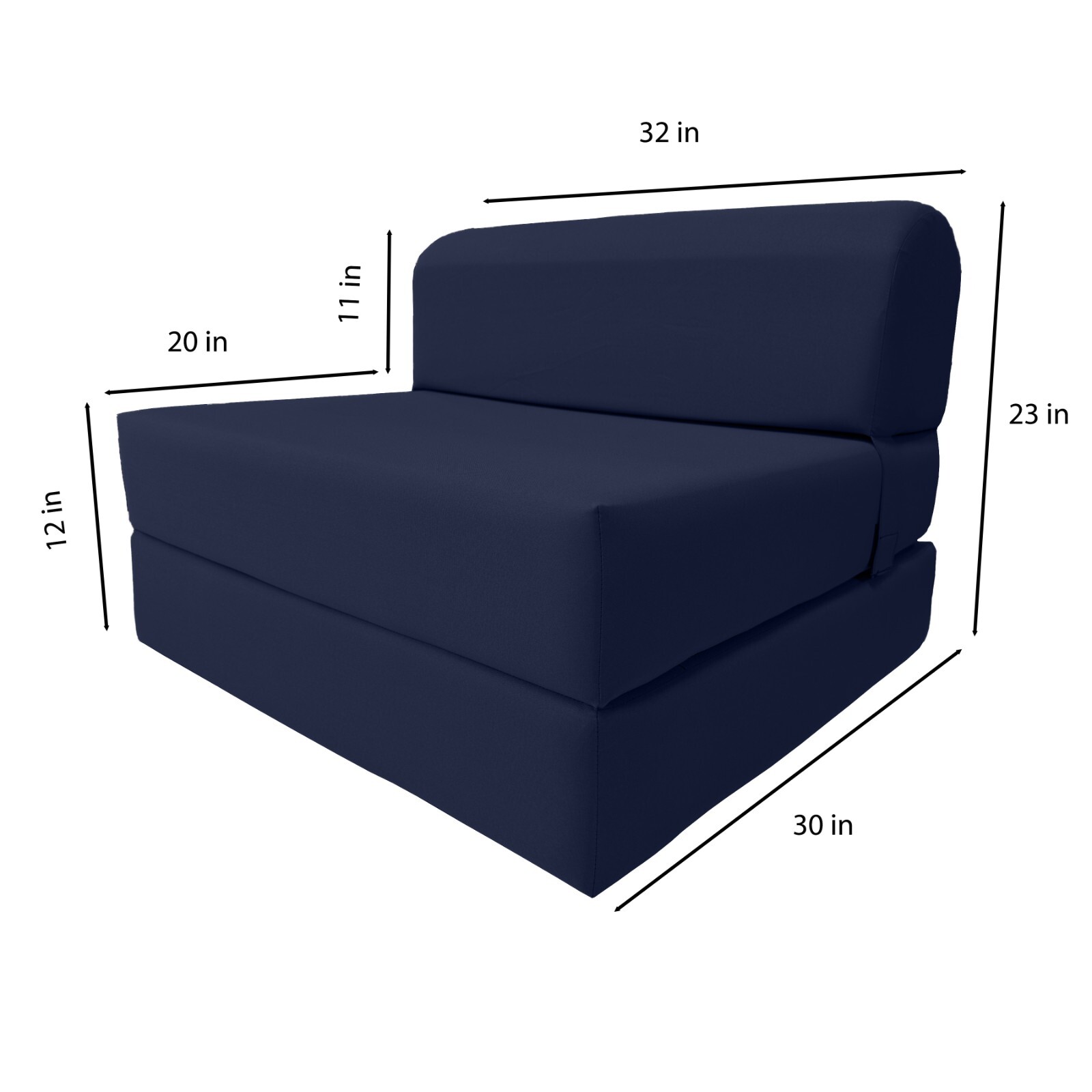 Navy Blue 6x32x70 Sleeper Chair Folding Foam Bed, Foam Density 1.8 lbs Sofa Beds