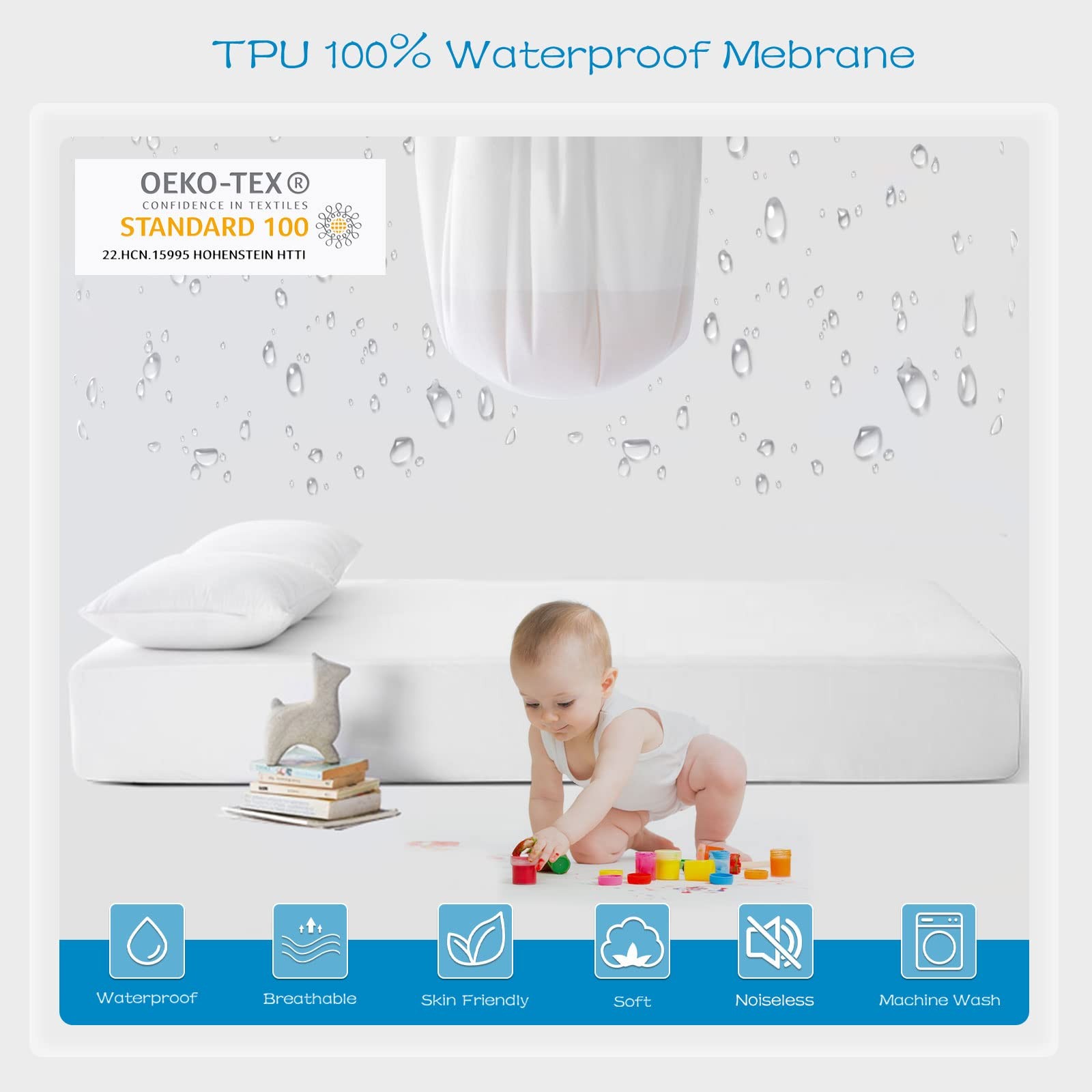 GRT 1 Pack 100% Waterproof Mattress Protector Cal King California King, White