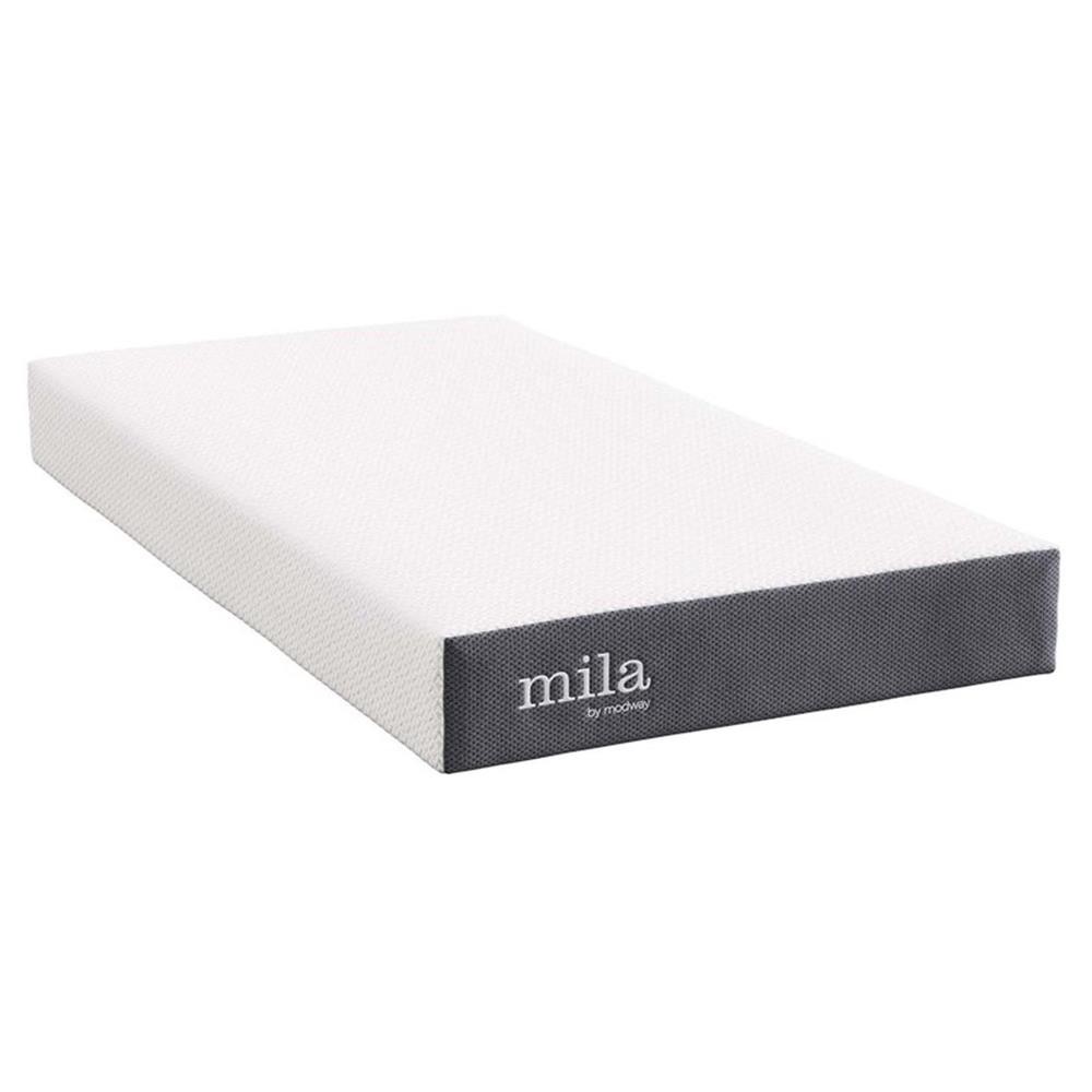 Modway Mila 8″ Twin Modern Style Memory Foam Mattress in Gray