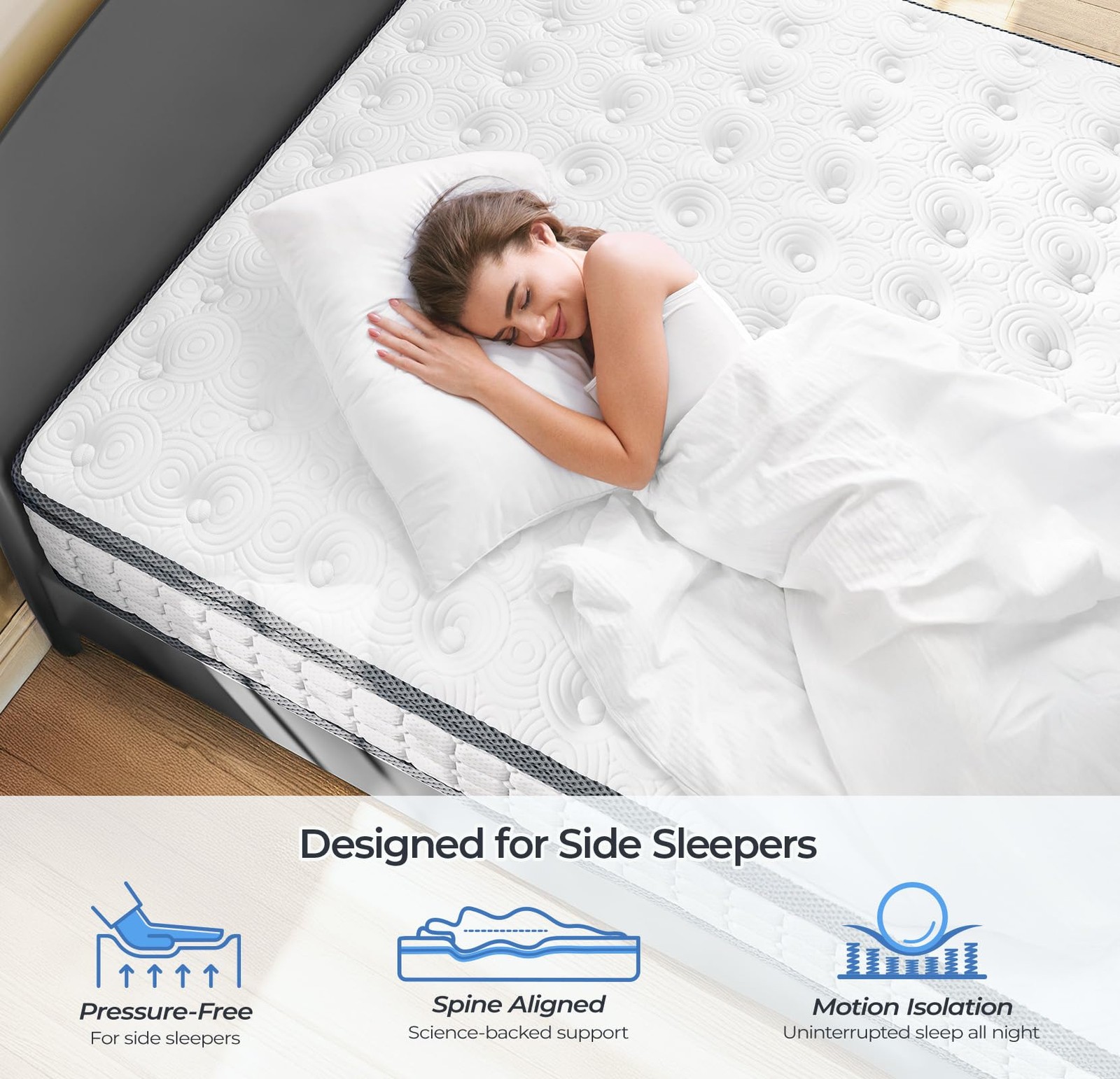 Queen Mattresses, 10 Inch Hybrid Pillow Queen Size Mattress in a Box, Memory Foa