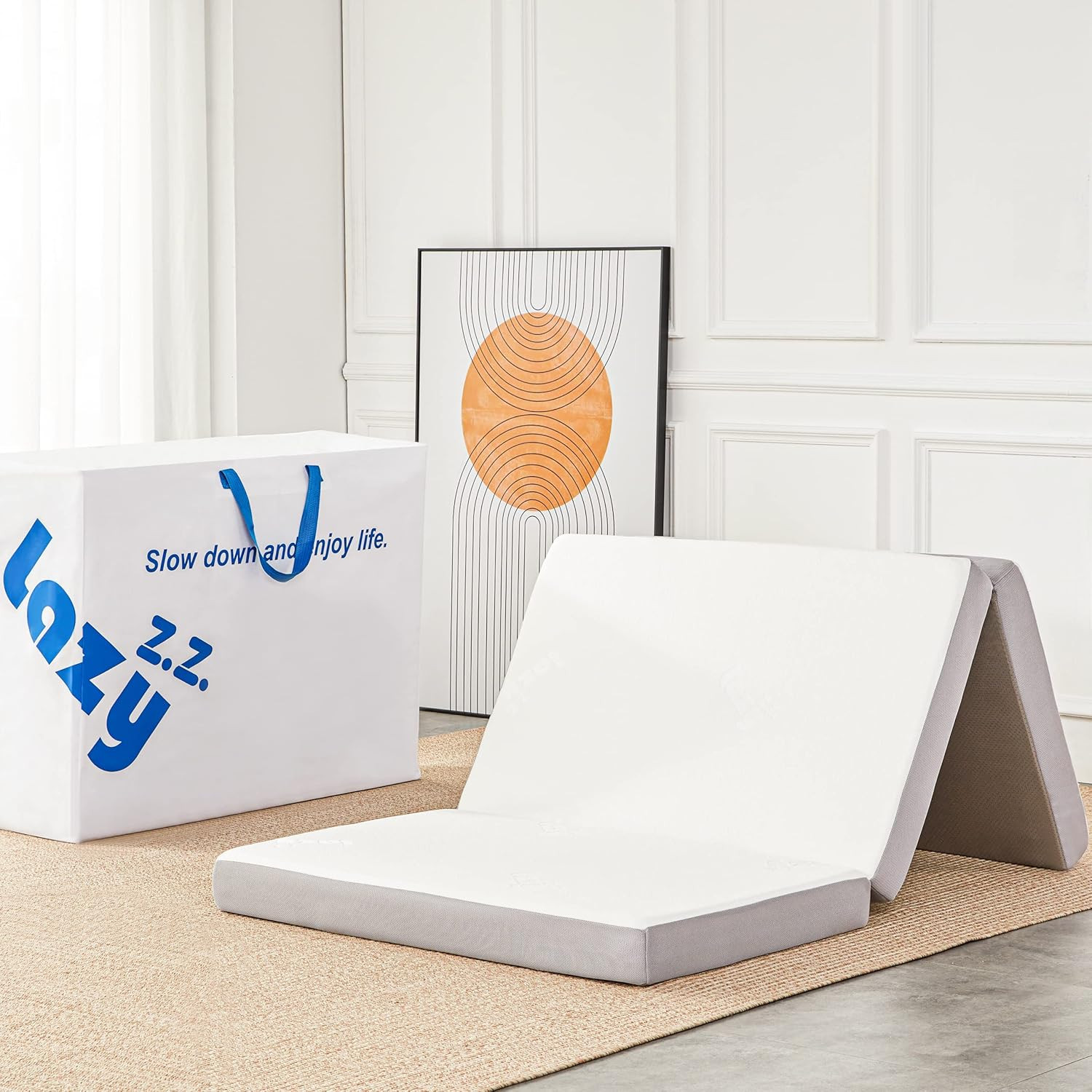 4″ Tri-Fold Memory Foam Mattress with Bamboo Cover – Portable Guest Bed
