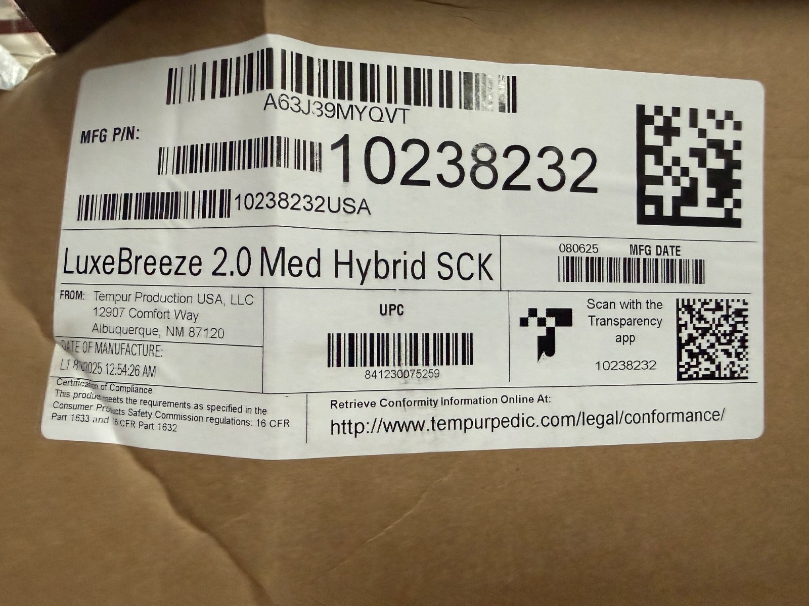 TempurPedic LUXE BREEZE HYBRID 2.0 SPLIT CALIFORNIA KING MATTRESS NEW CLEARANCE