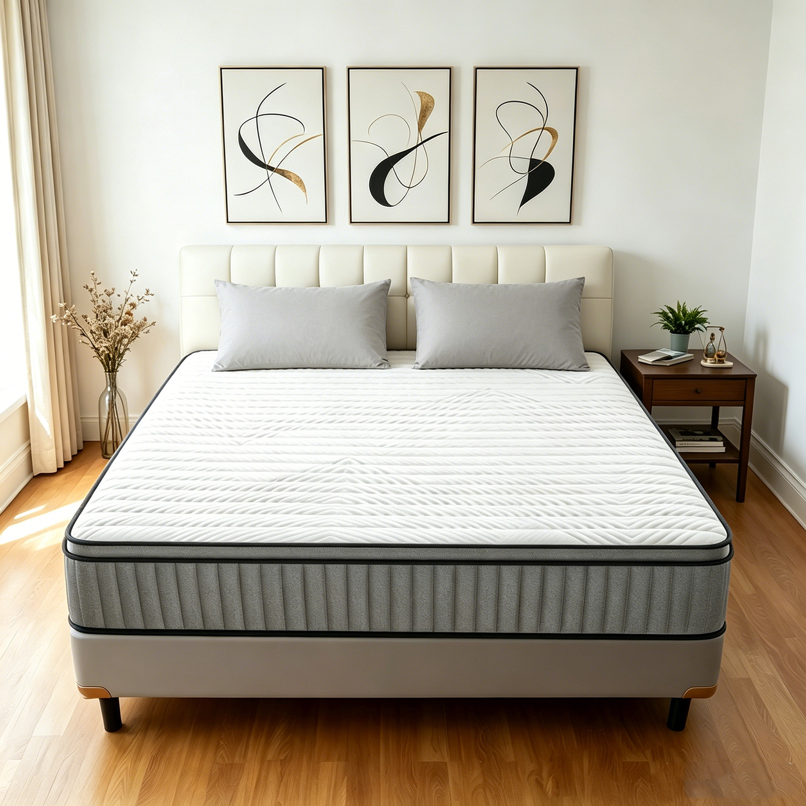 12″ Full Size Gel Memory Foam Pocket Spring Hydird Mattress In A Box Medium Firm
