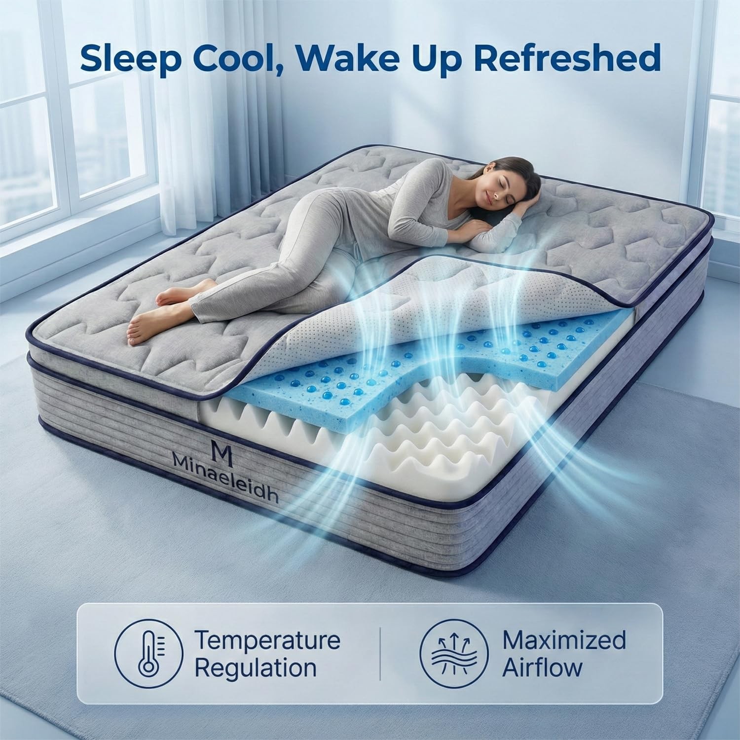 Full Size Mattress 12 Inch, Medium Firm Boxed Hybrid Mattress, Cooling Gel Me…
