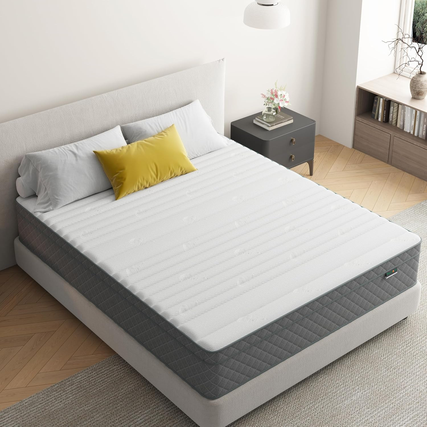 Purrjoys Firm Full Mattress, 12 Inch Cooling-Gel Memory Foam and Pocket Spring H