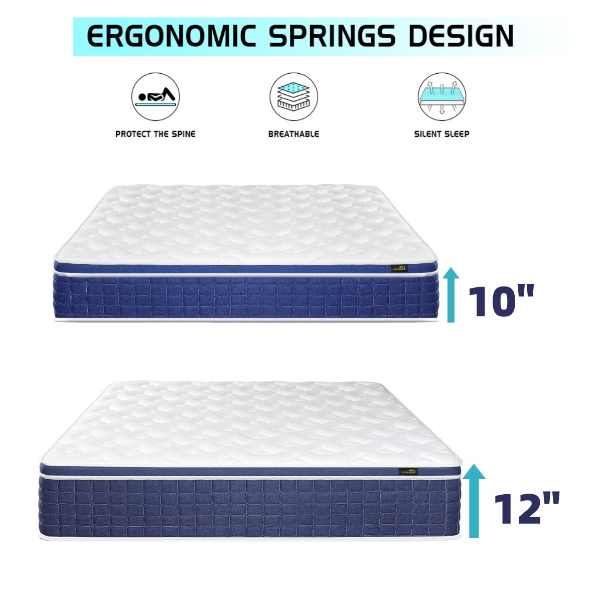 14″12″ Memory Foam Mattress Twin Full Queen King Size Pocket Spring Bed in a Box