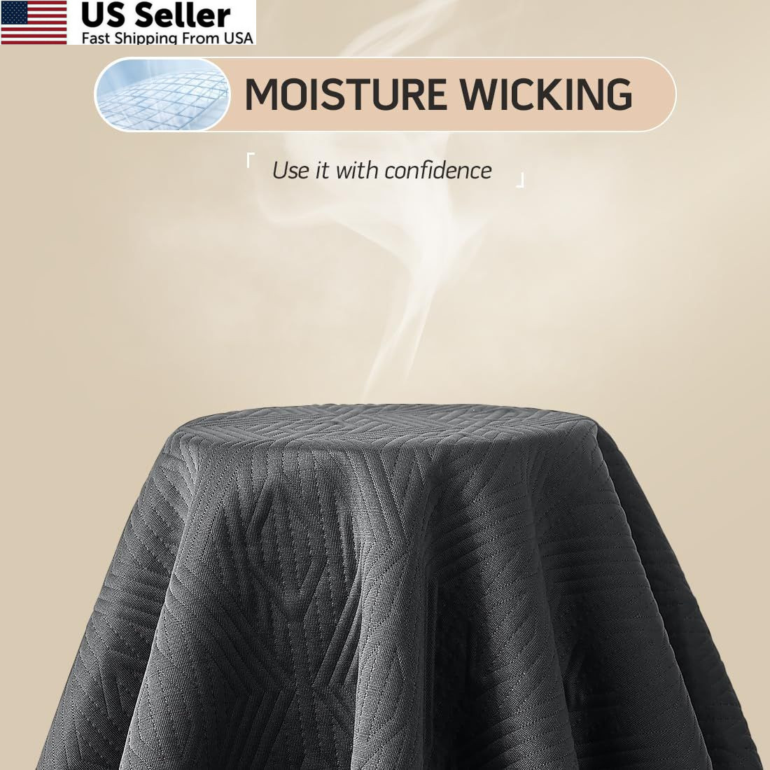 Black Premium Jacquard 100% Waterproof Queen Mattress Protector, Queen,