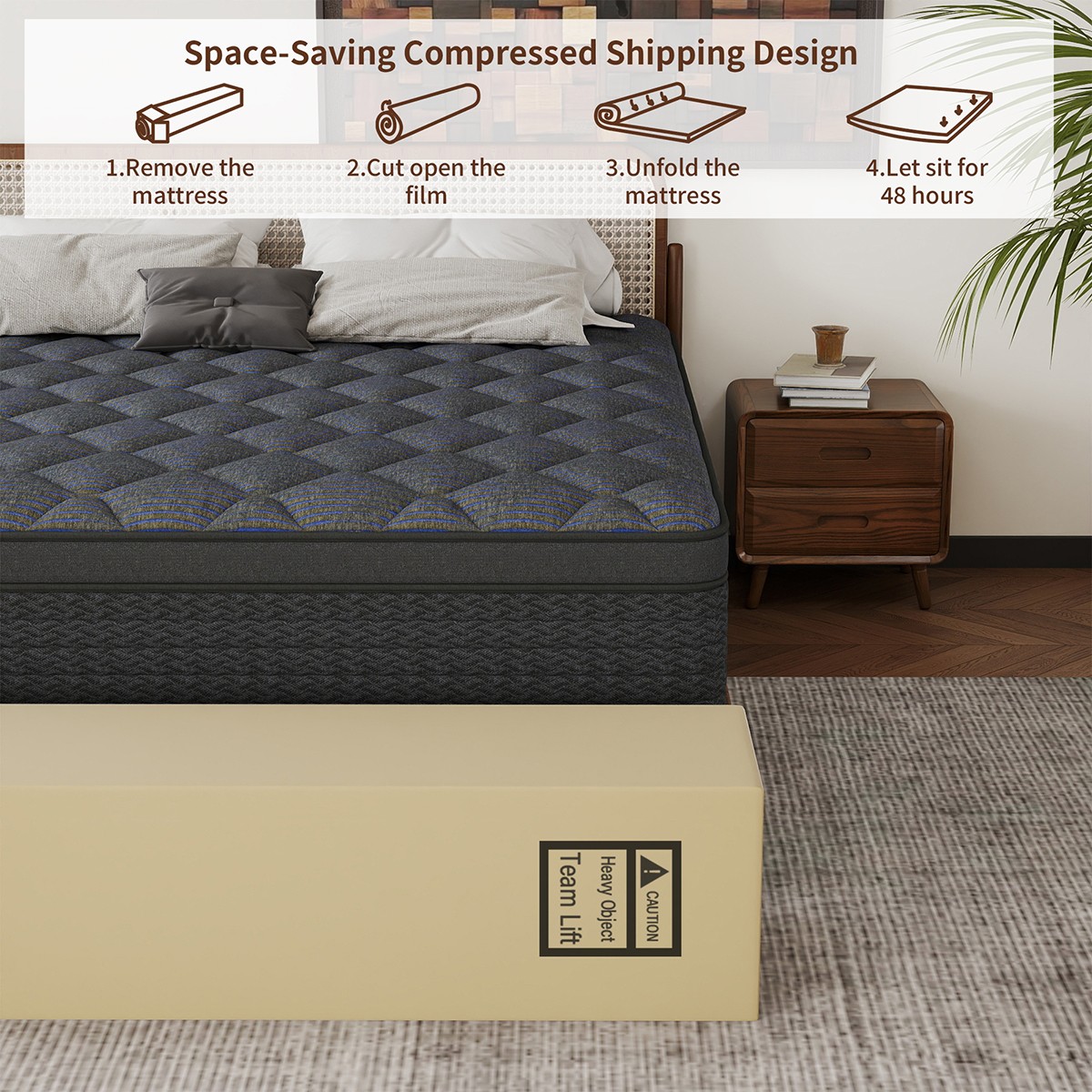 12/14 Inch Gel Memory Foam Hybrid Spring Mattress Twin Full Queen King In A Box