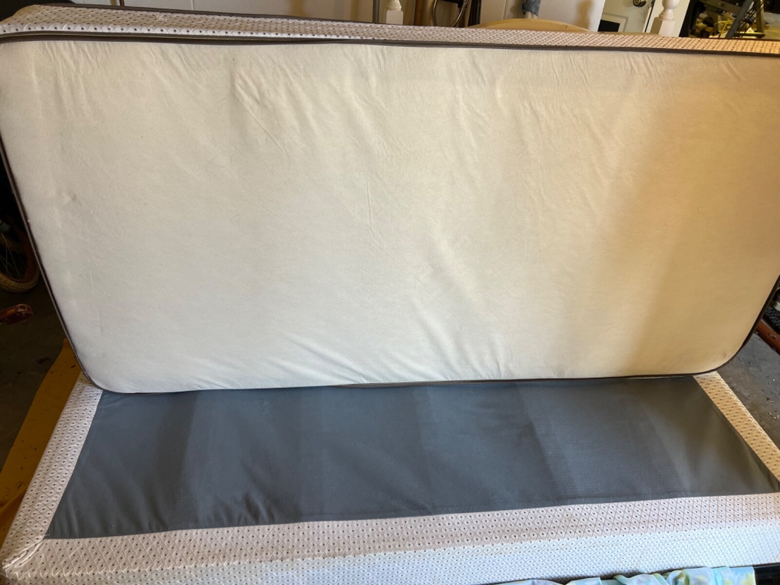 9 inch twin mattress w/ box spring and bed frame. slightly used barely slept in