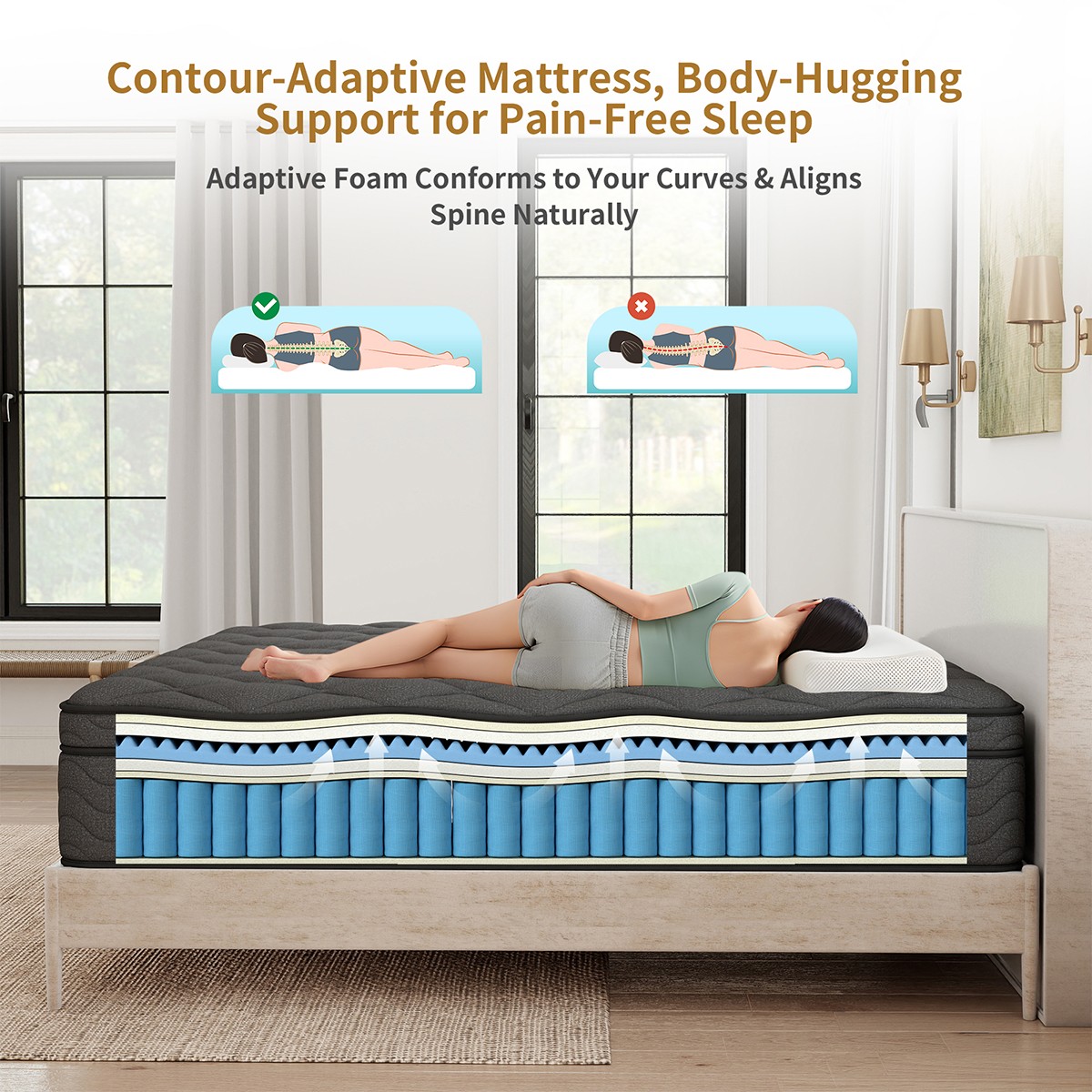 12 Inch Gel Memory Foam Mattress Twin Full Queen King Hybrid Spring Medium Firm