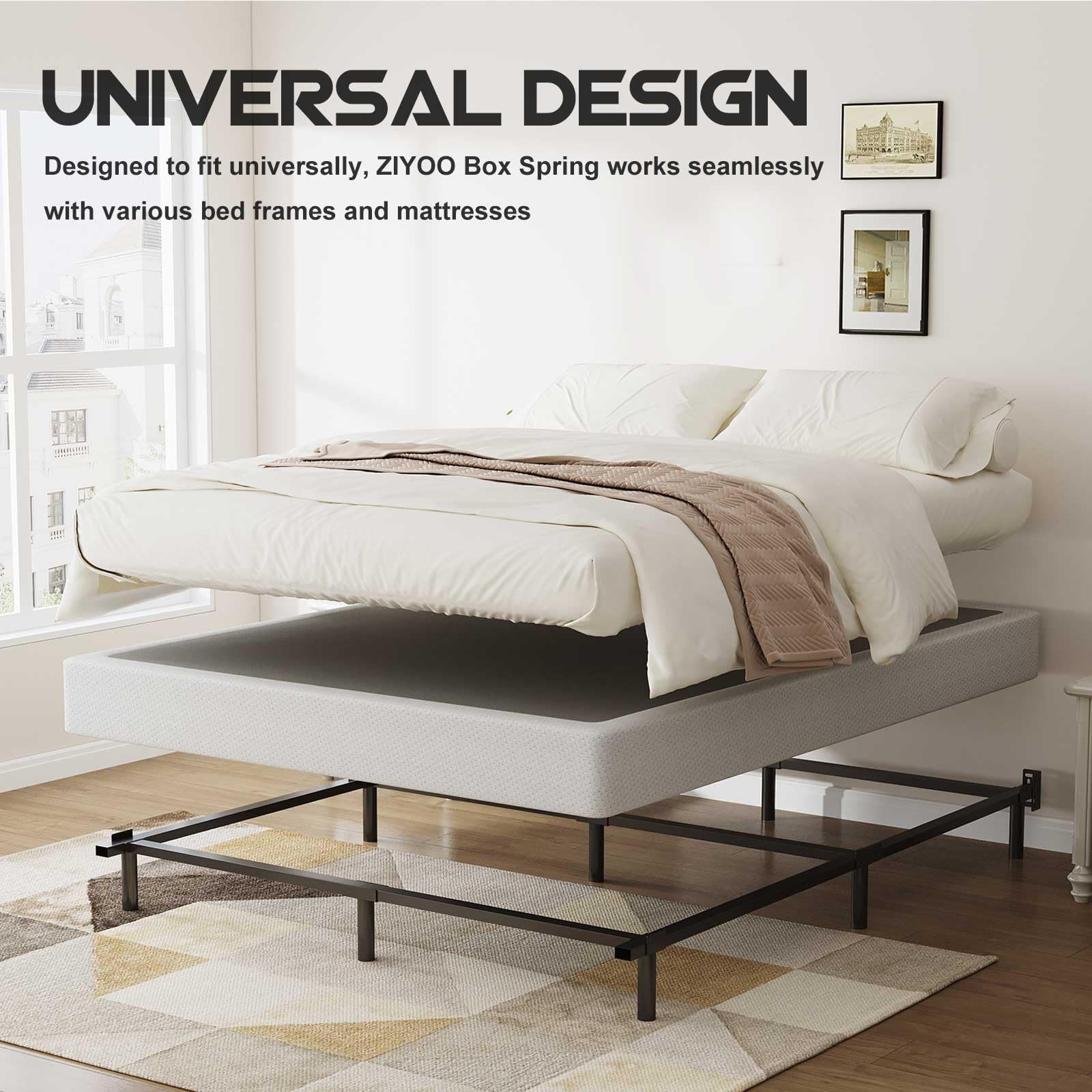 Box Spring Queen and Cover Set, 9 Inch High Profile Easy Assembly Mattress Fo…