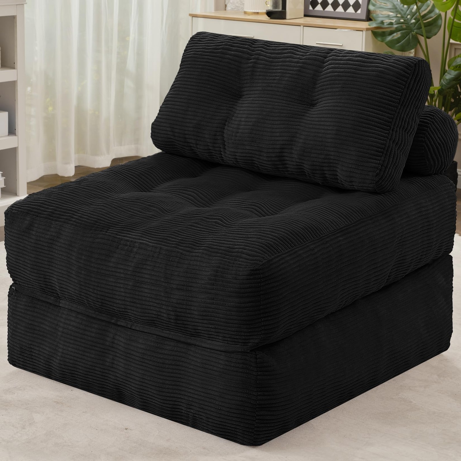HABUTWAY Folding Sofa Bed, Convertible Sleeper Chair Bed Single, Black