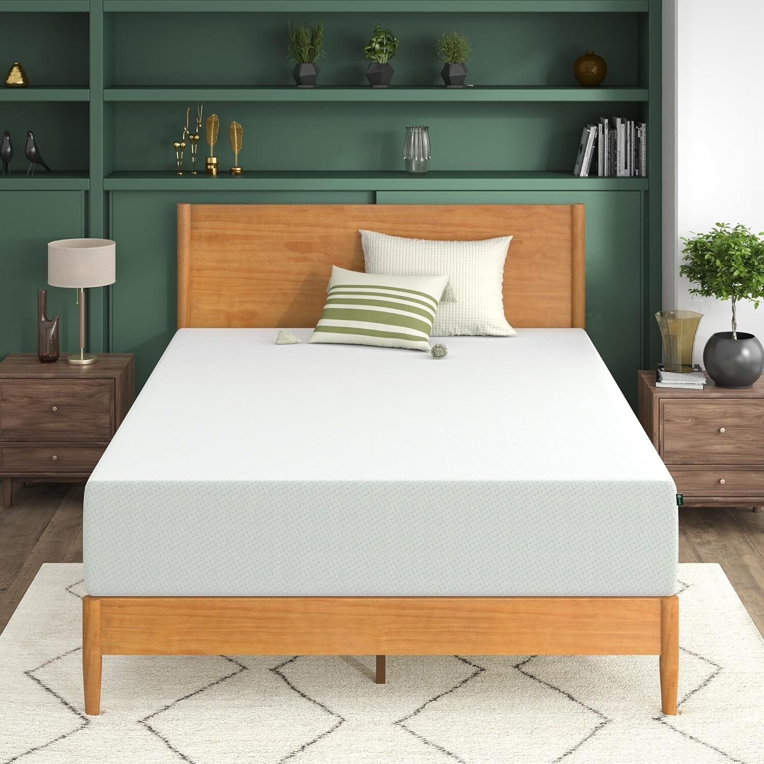 Zinus AZ-BTCM-12Q Memory Foam Green Tea Mattress, Queen – White
