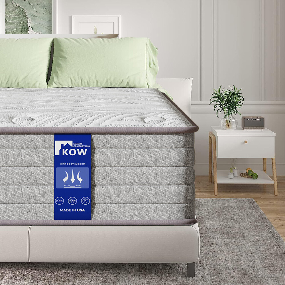 KOW 12 Inch King Hybrid Mattress Gel Memory Foam & Pocket Spring Medium Plush