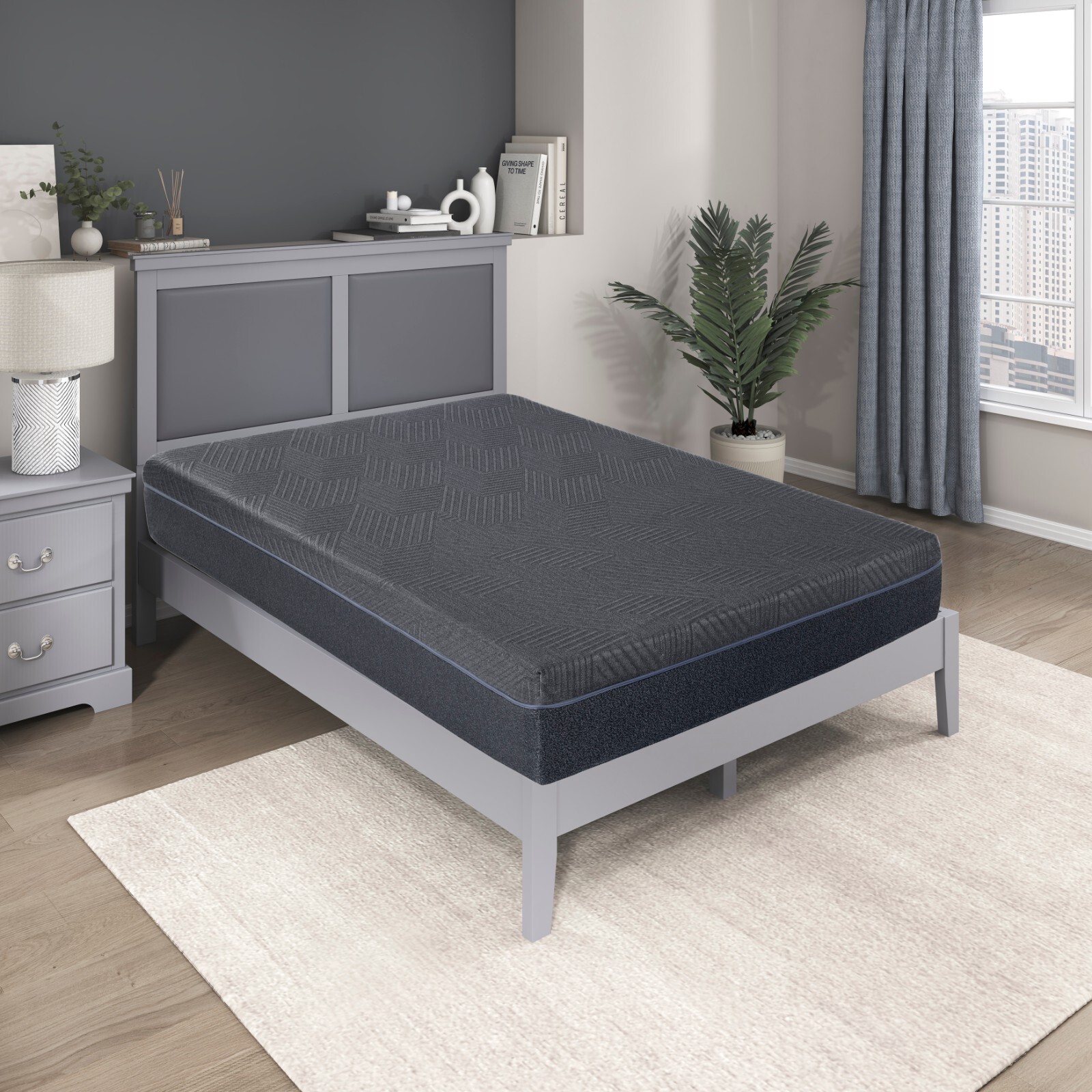 11″ Mattress Full Size, Firm, Gray, Gel-infused Memory Foam Mattress in a Box