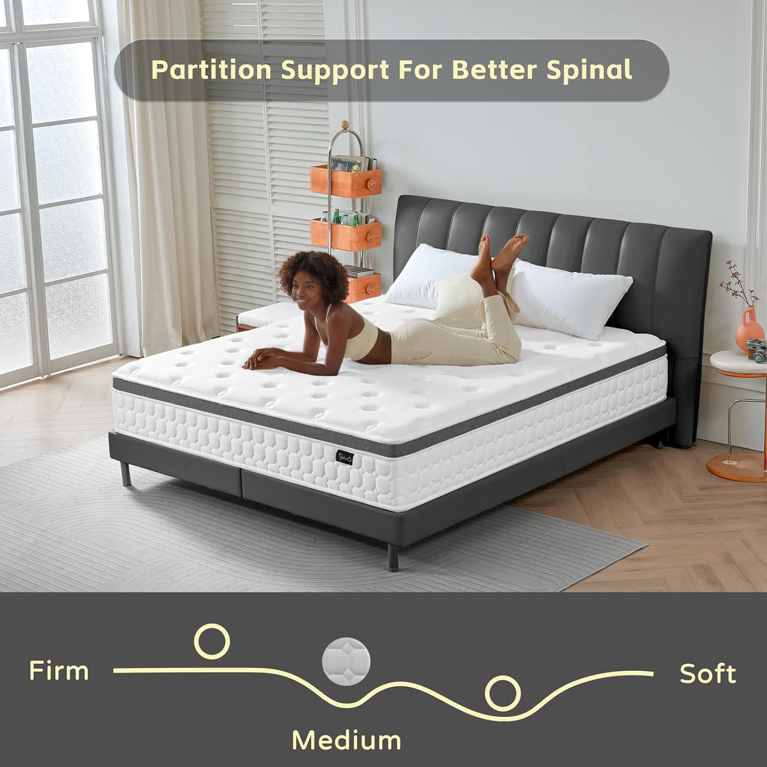 12″ Hybrid Queen Mattress – Memory Foam & Pocket Coils, Medium Firm Support