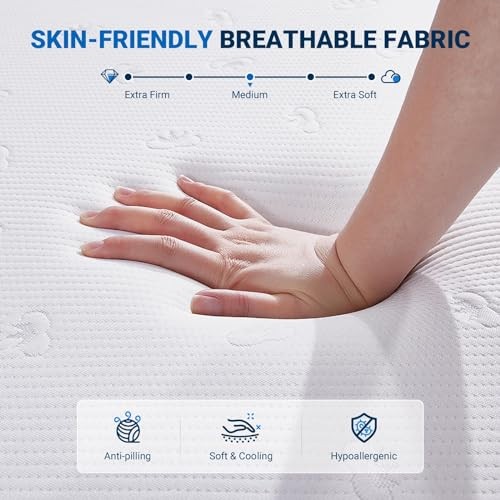 AVENCO KING MATTRESS 10″ BAMBOO CHARCOAL MEMORY FOAM MATTRESS IN A BOX – WHITE