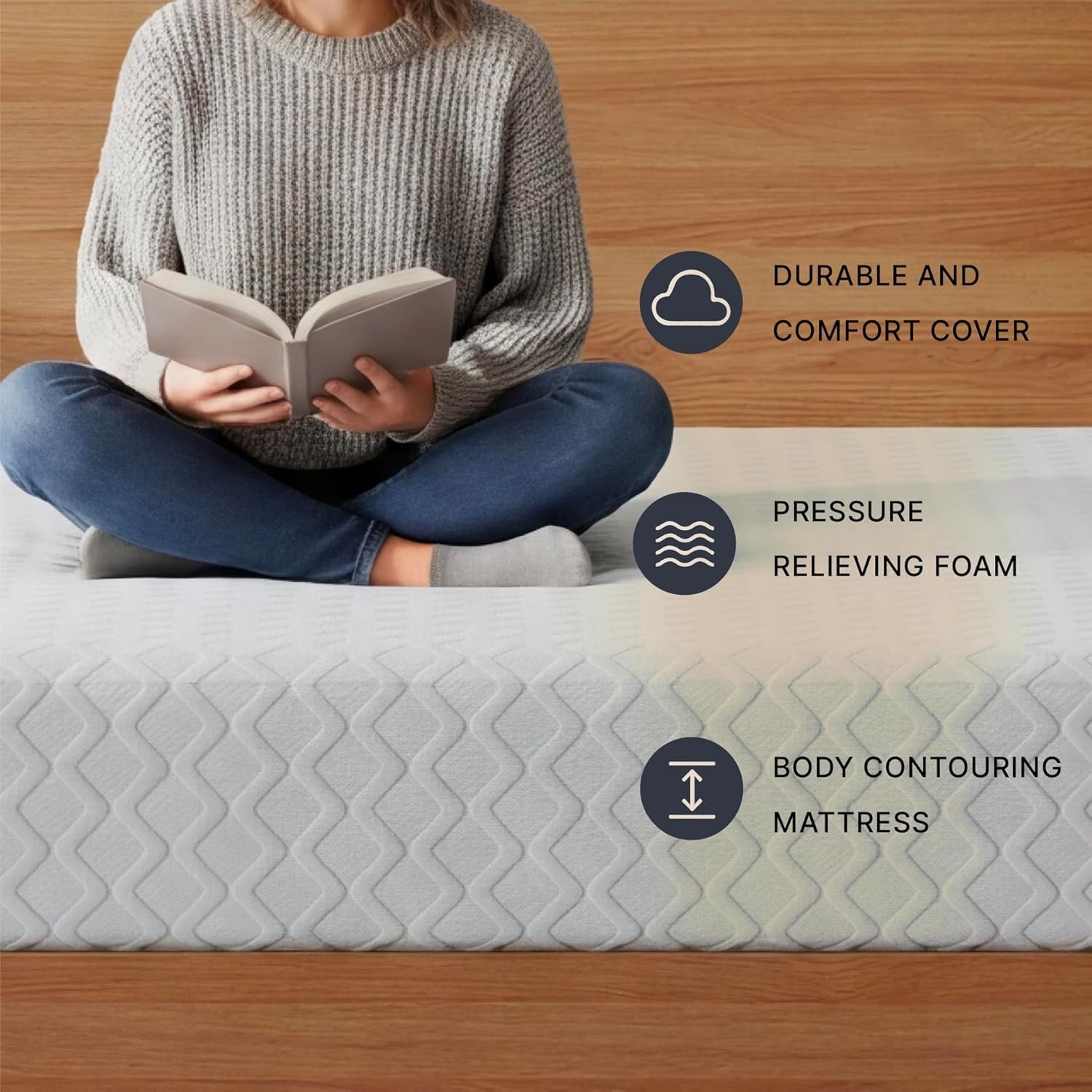 Fiberglass-Free Twin Mattress – 10” Gel Infused Memory Foam for Pressure Relief
