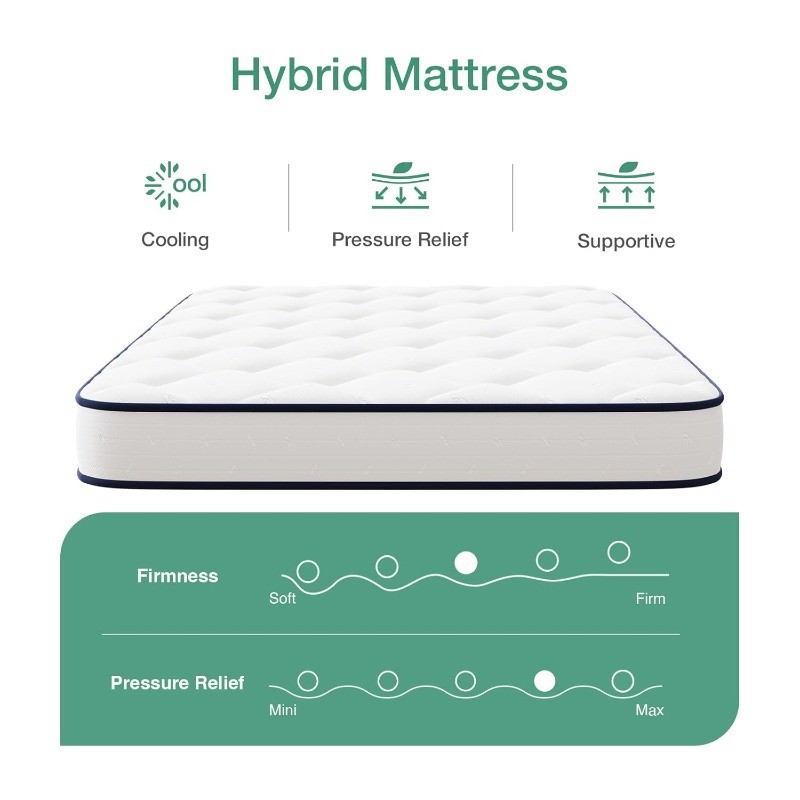 6 Inch Twin Mattress,Bonnell Spring Hybrid Mattresses
