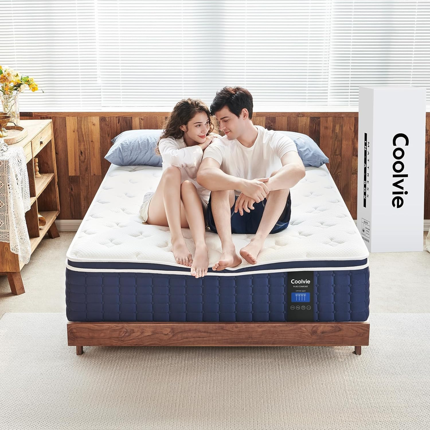 Twin XL Mattress 14 Inch, Hybrid XL Twin Mattress in a Box, 4 Layer Premium Foam