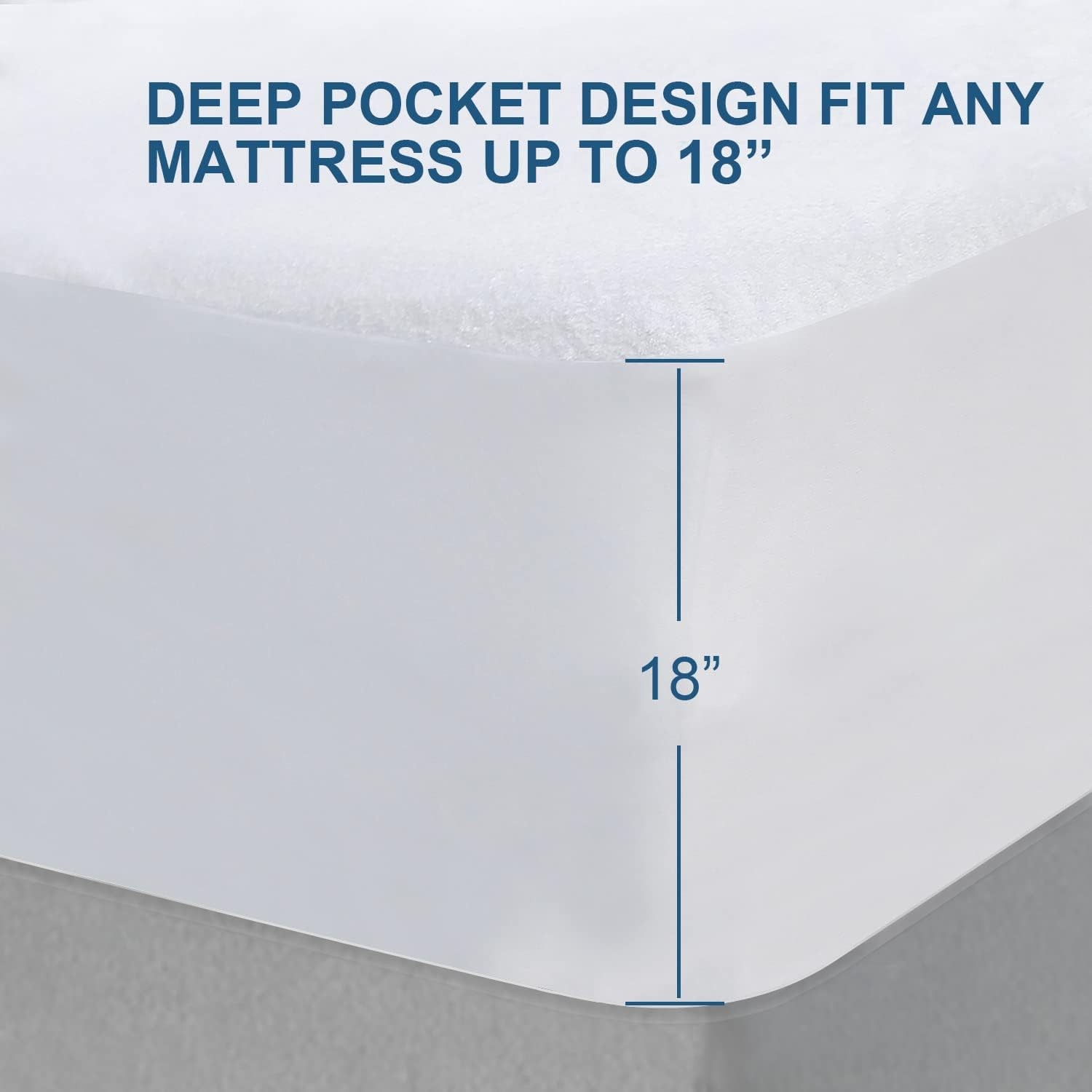 Split King Size Mattress Protector Waterproof,Smooth Top King, White