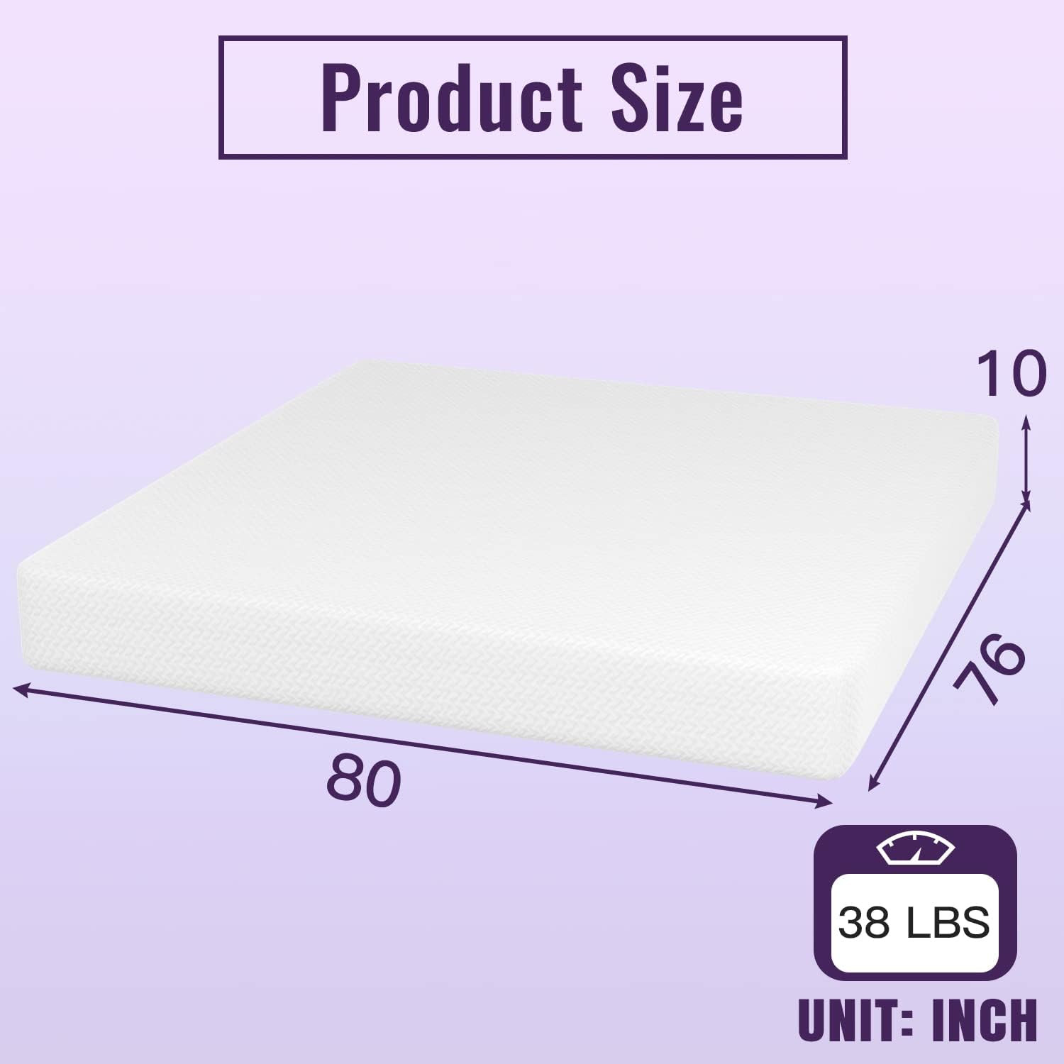 10″ Bamboo Charcoal Gel Memory Foam King Mattress with Removable Cover