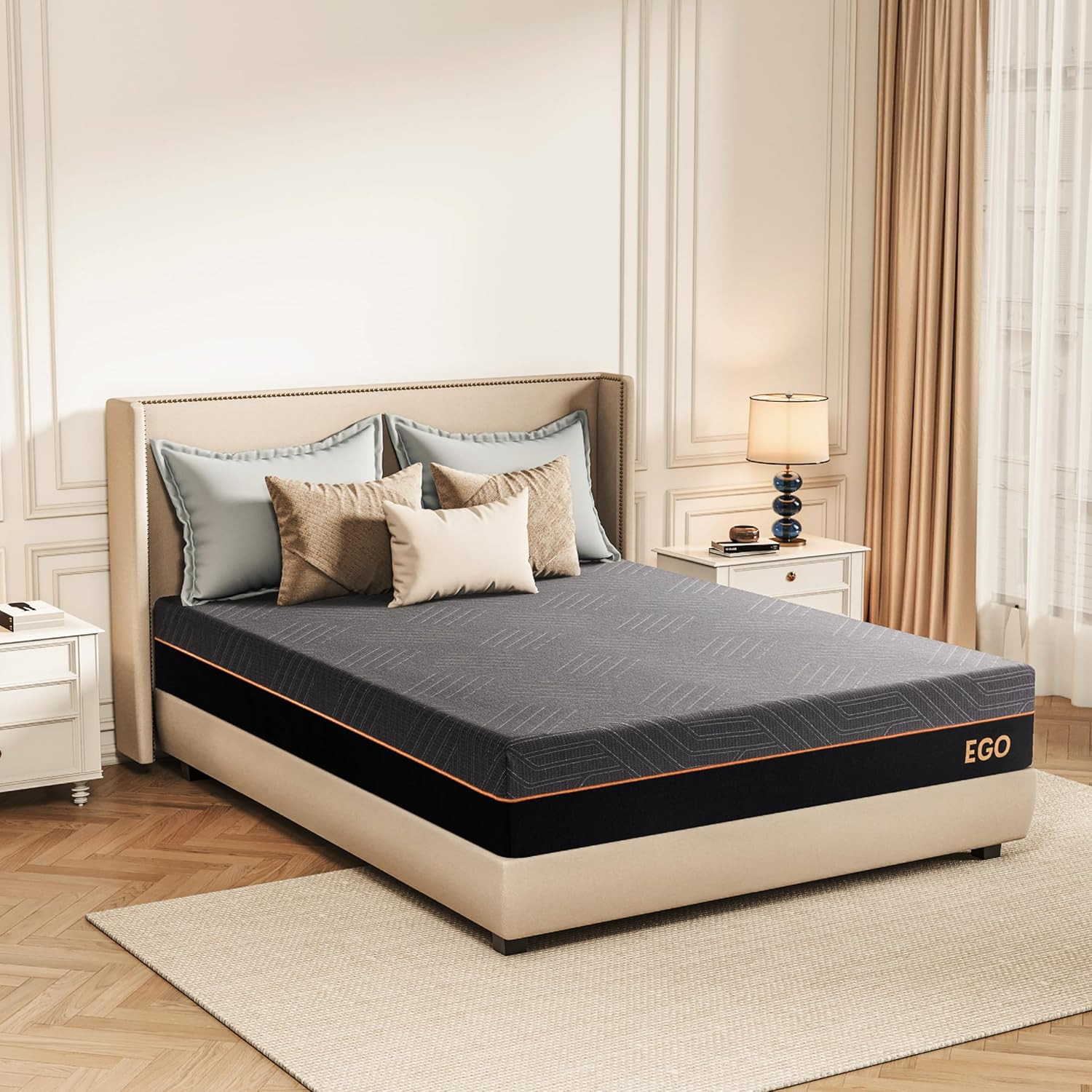 EGOHOME 12 Inch Queen Memory Foam Mattress for Back Pain, Cooling Copper Gel Bed