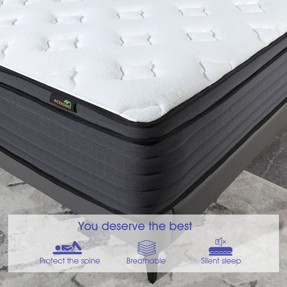 AICEHOME 10/12/14 Inch Luxury Mattress Twin Full Queen King Mattresses 7 Zone