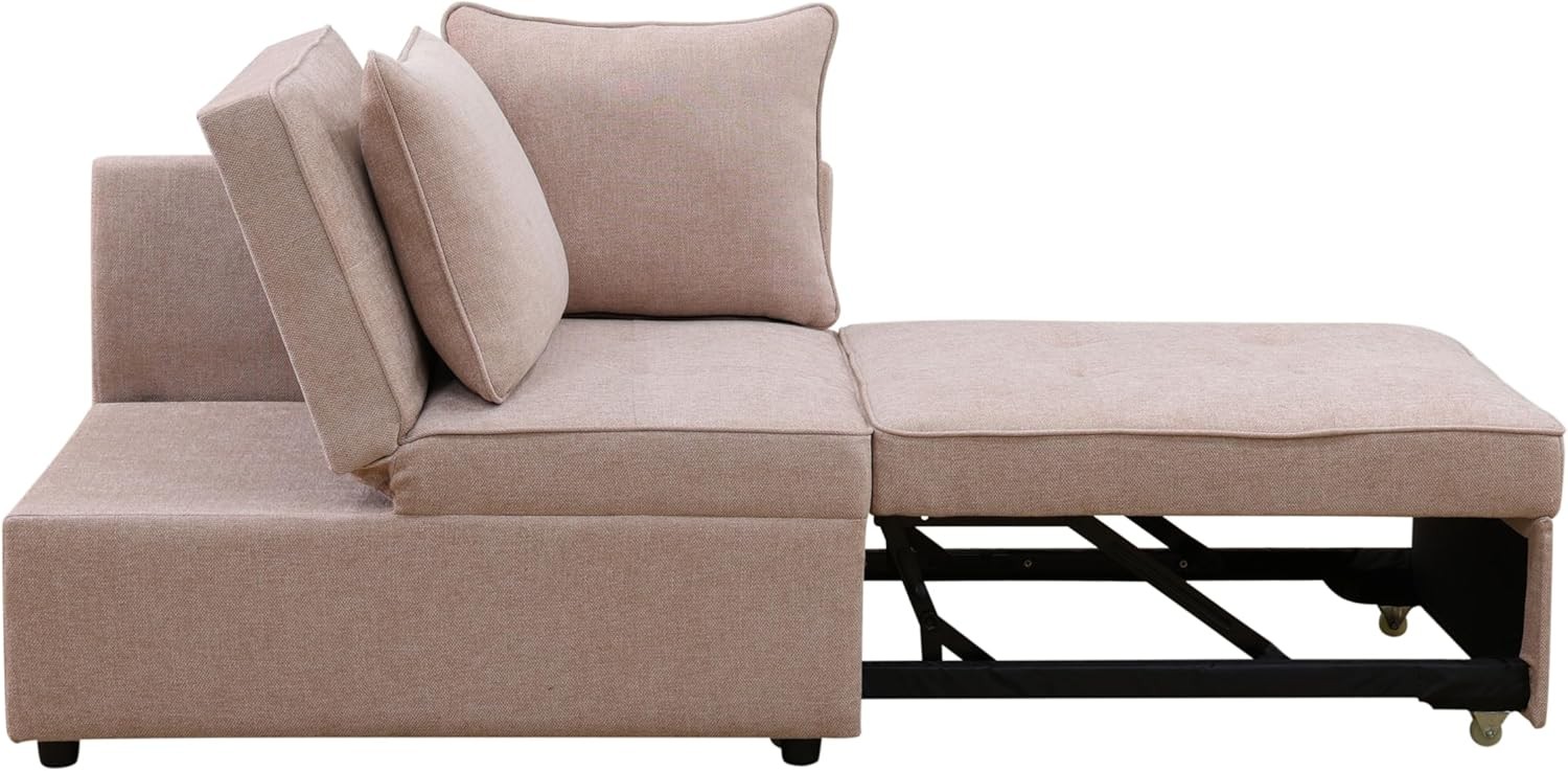 Sleeper Sofa, 4-in-1 Convertible Ottoman Couch Bed, Modern Sacloth Futon