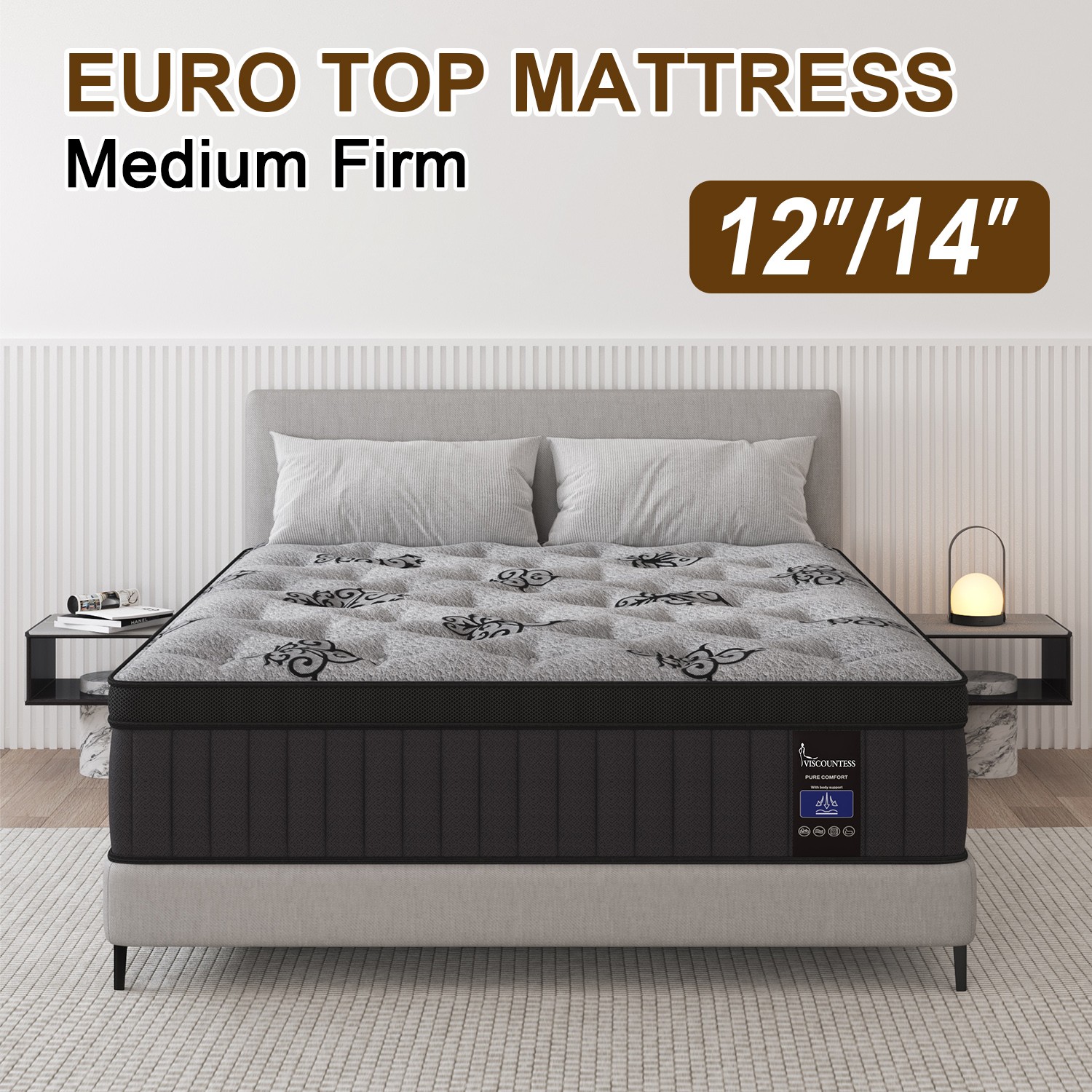 9″ 12″ 14″Gel Memory Foam Hybrid Spring Mattress Twin Full Queen King in A Box