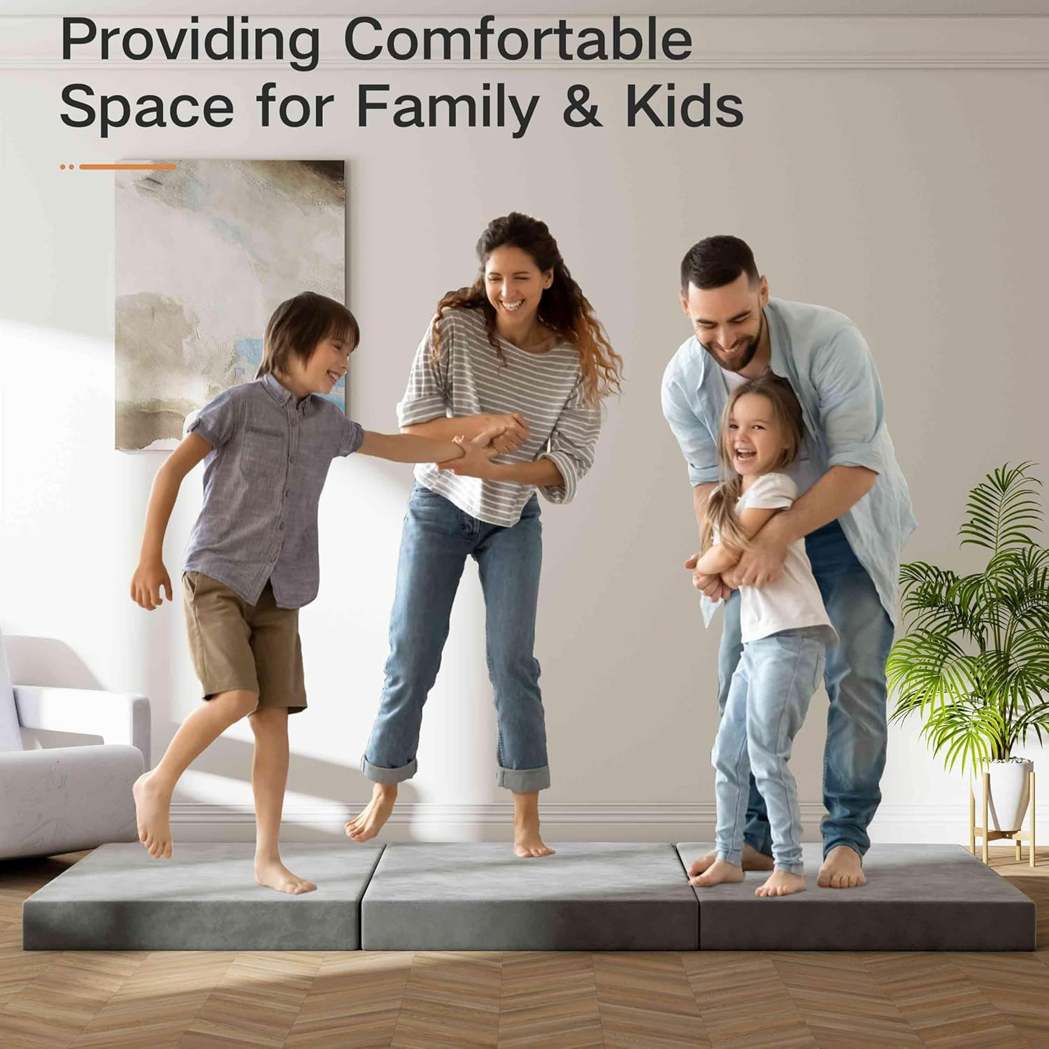Tri-Fold Memory Foam Mattress, Folding Mattress with Washable Cover, Reversible