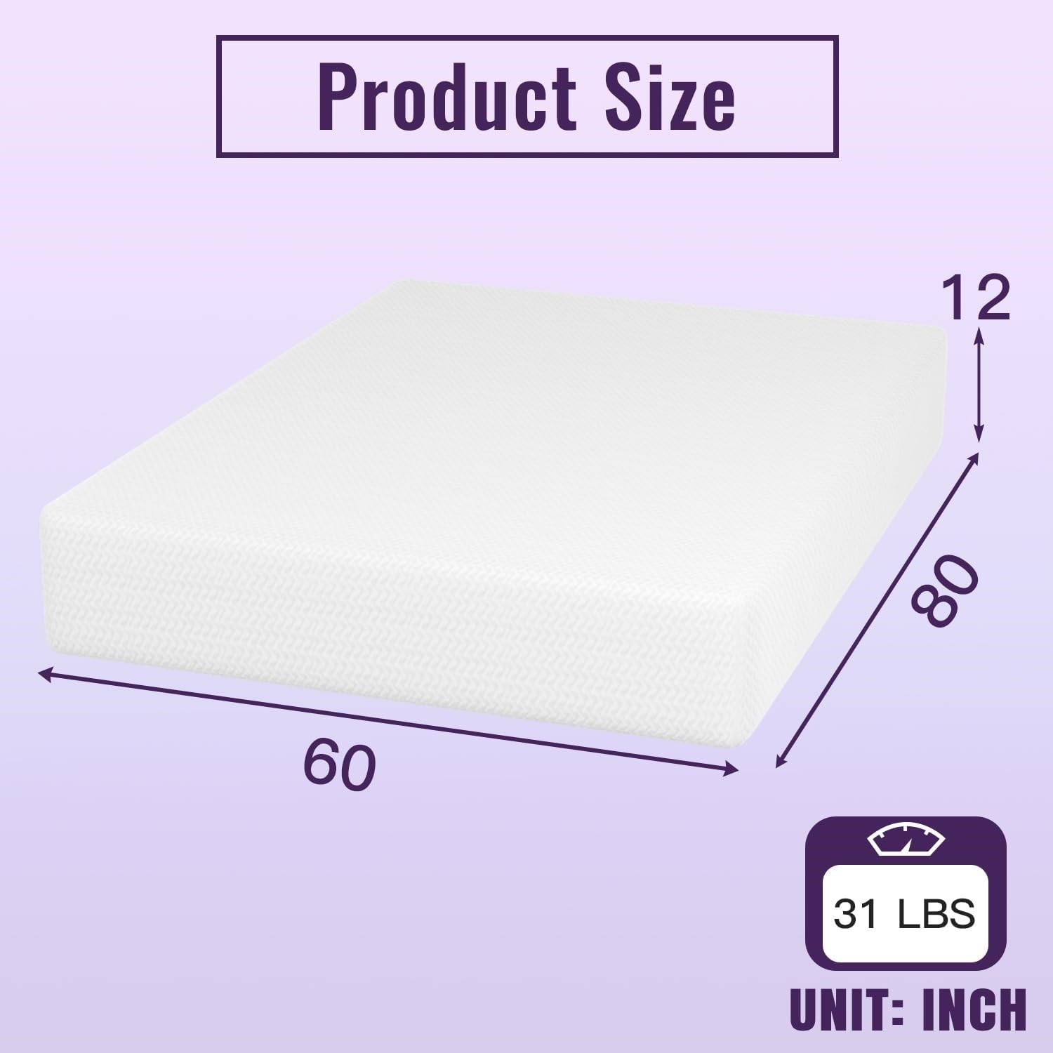 Queen 12in Charcoal Memory Foam Mattress with Removable Cover