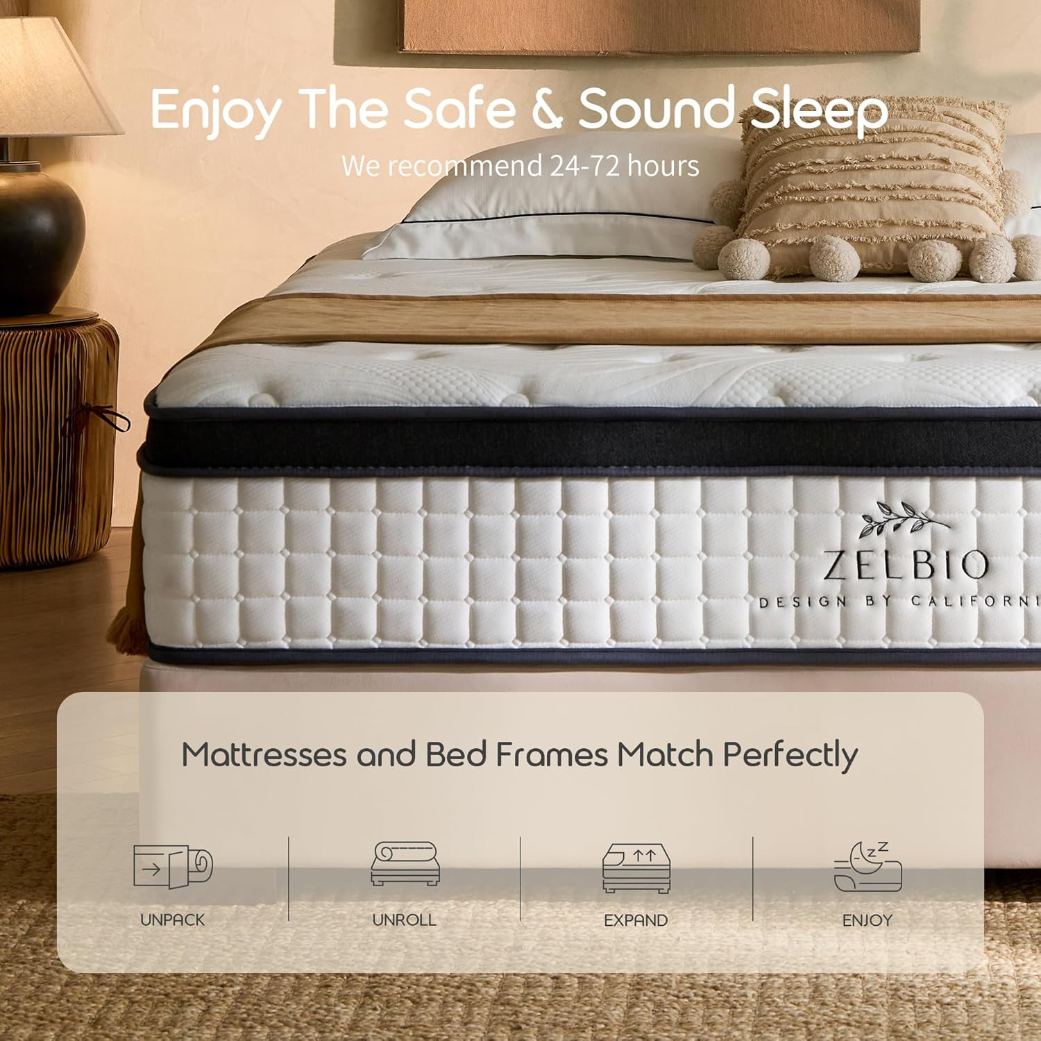 King Size 14″ Gel Memory Foam Hybrid Mattress with Cooling & Support