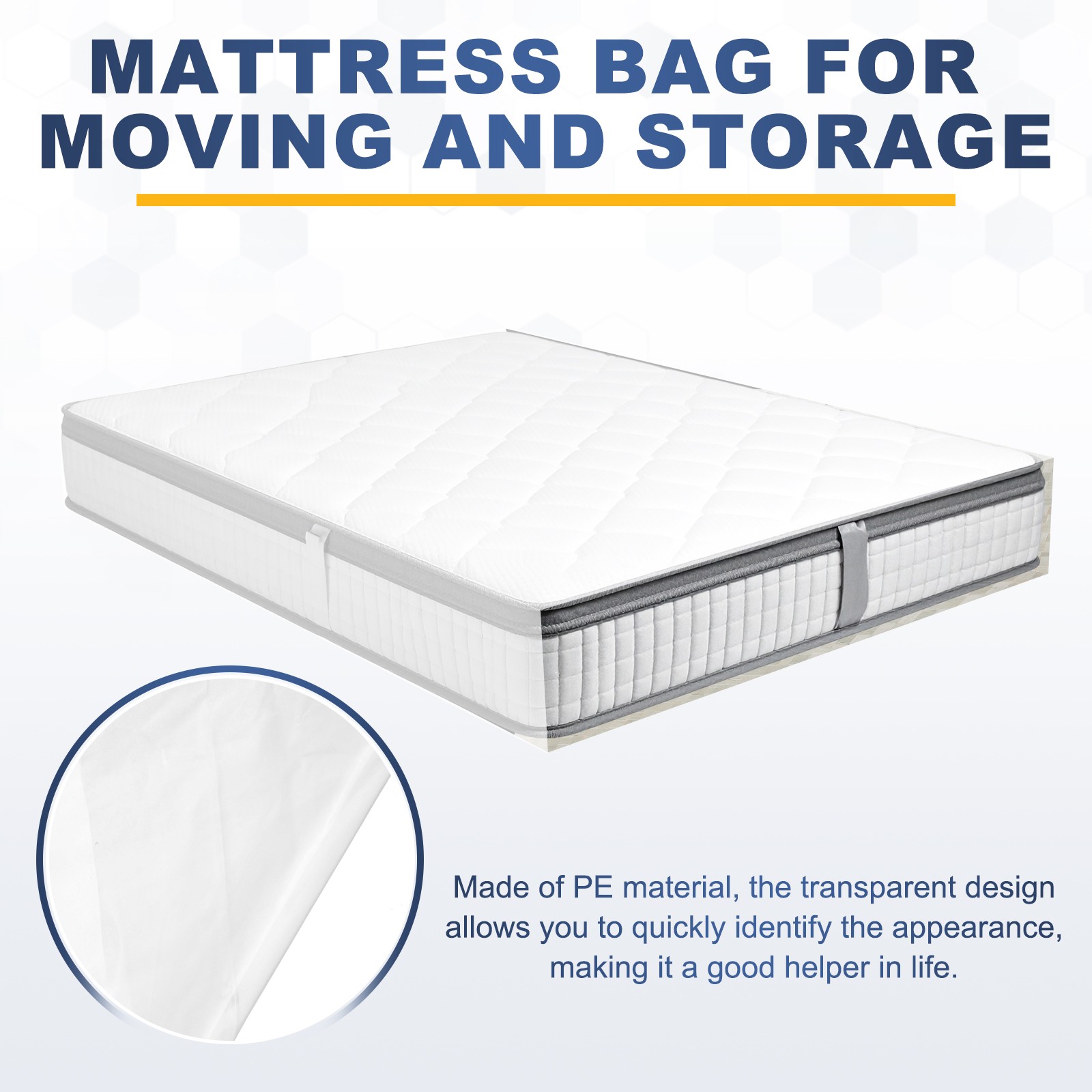Mattress Bag for Moving and Storage, Storage Cover, Twin Size, 78.7″x47.2″x11.8″