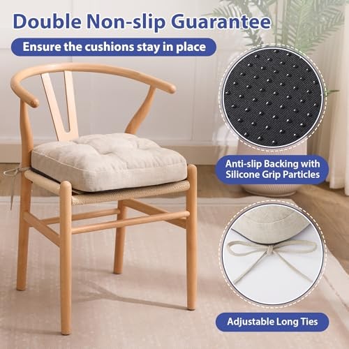 Chair Cushions, Memory Foam Dining Chair Cushions, Tufted Pack of 4 Beige