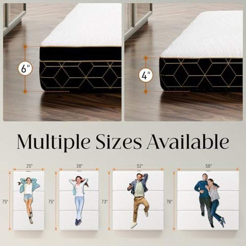 Portable Tri-Fold Memory Foam Mattress Twin – 4″ Folding Bed with Washable Cover