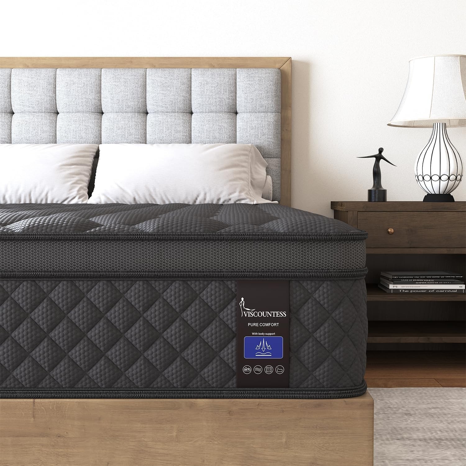 14 Inch Twin Euro Top Hybrid Mattress with 100 Night Trial & 10-