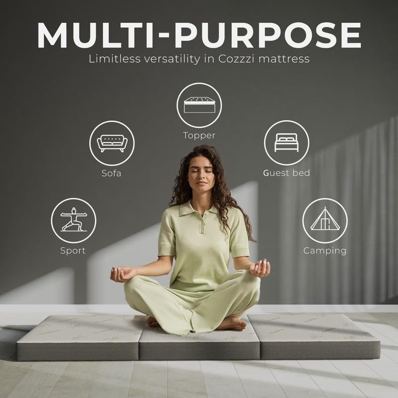 Luxurious Soft Trifold Mattress 75in x 31in x 4in – Perfect for Camping & Travel