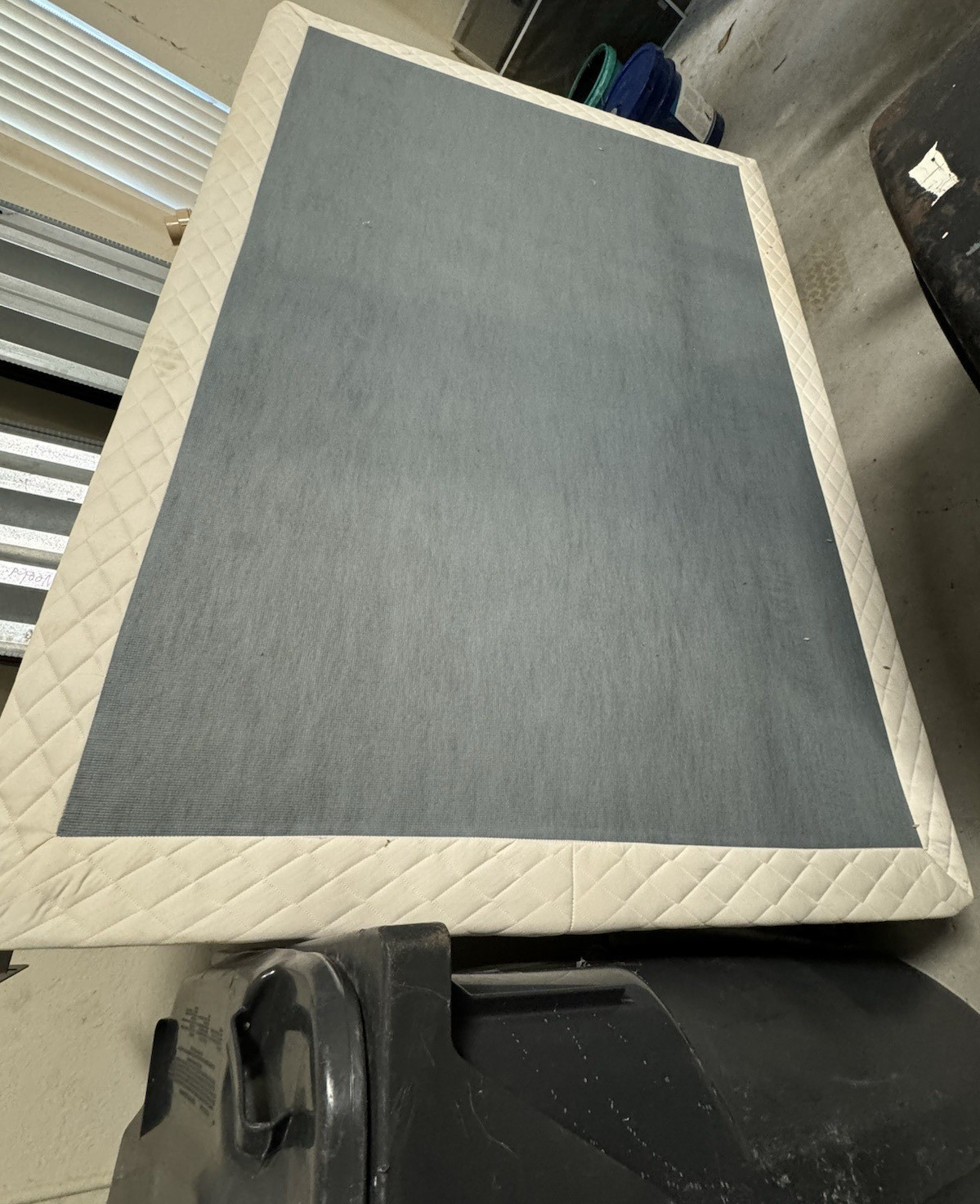 Full Size Box Spring, Firm, Beige with Steel Frame. Never use from bloomingdales