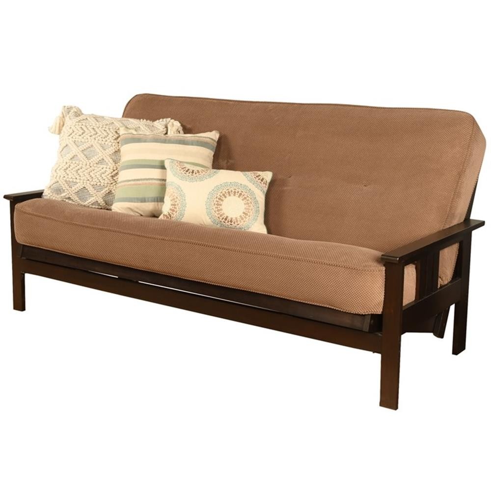 Pemberly Row Cotton and Foam Full Futon Mattress with Mocha Brown Fabric Cove…