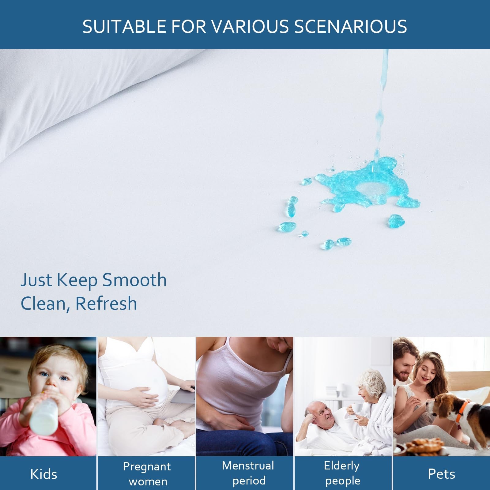Moonsea Queen Size Mattress Protector Waterproof,Mattress Cover Queen, White