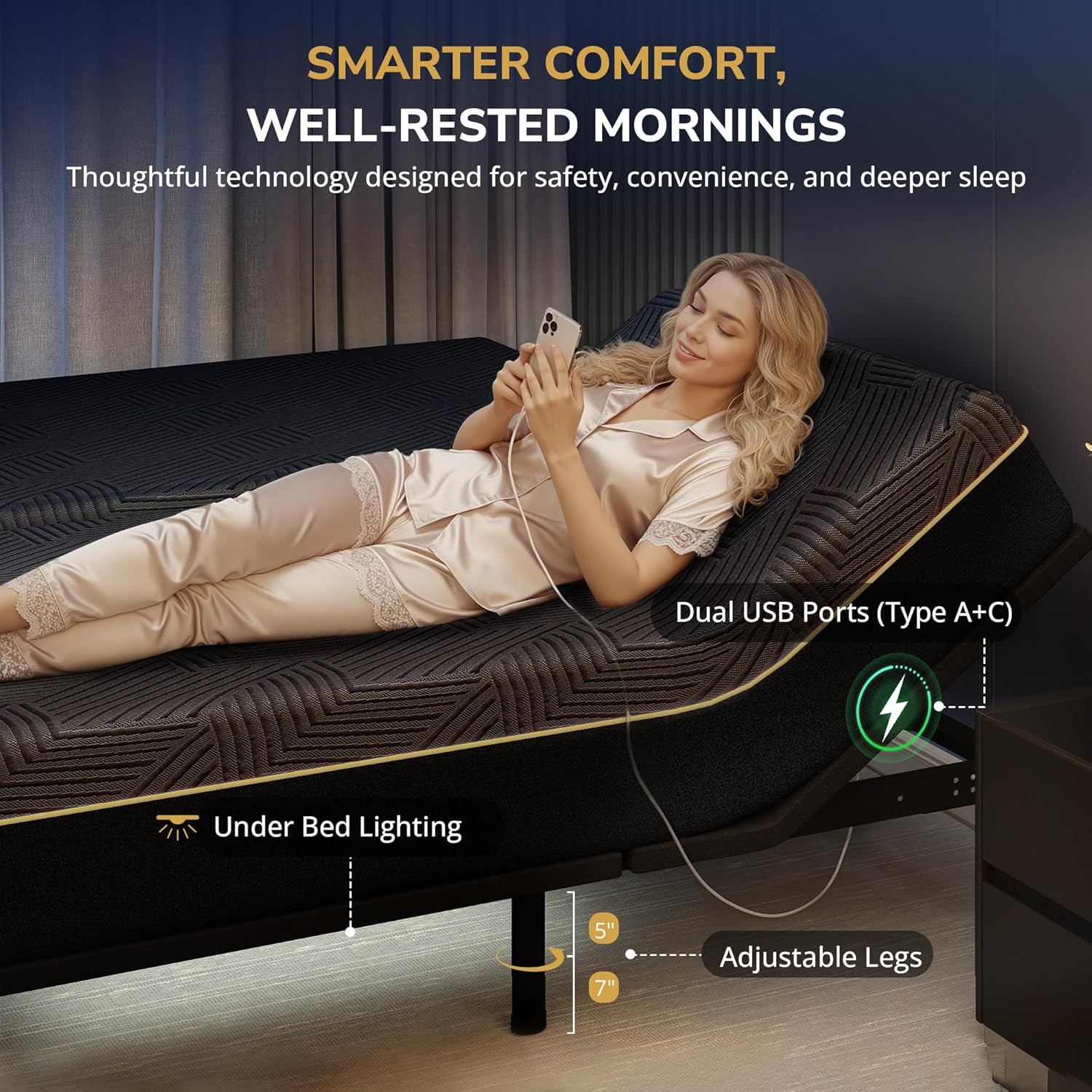 EGOHOME Split King Adjustable Bed with 14″ Memory Foam Mattress & Massage