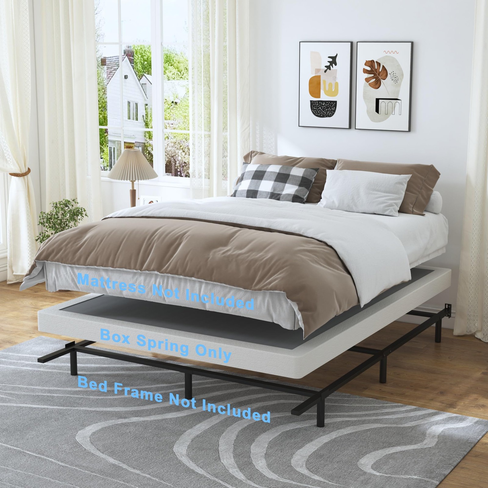 HOBINCHE 3 Inch Queen Size Box Spring, Low Profile Spring Queen, 3