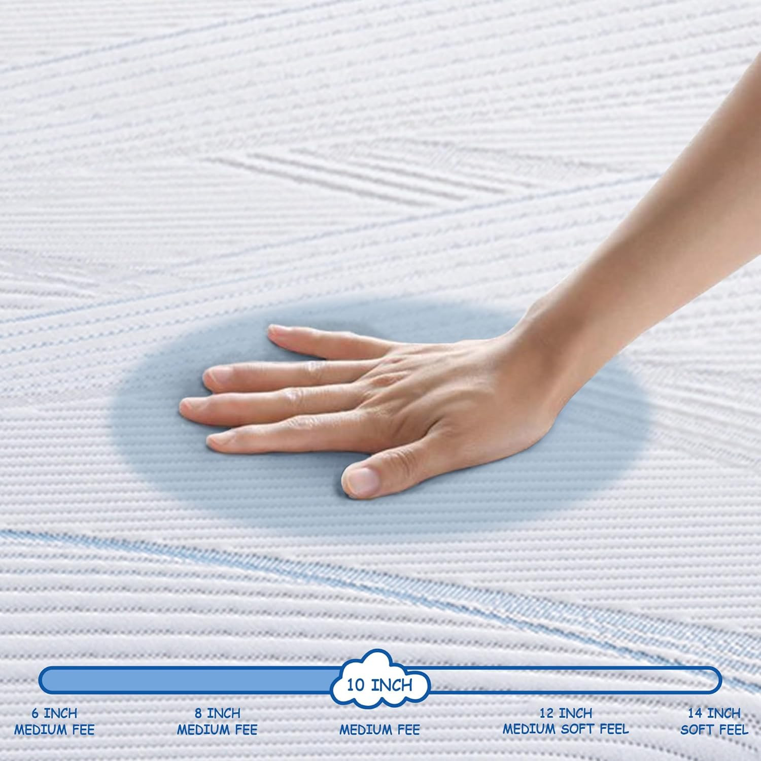 10“” Full Mattress, Memory Foam Mattress in a Box, Medium Firm Plush Top, Grey