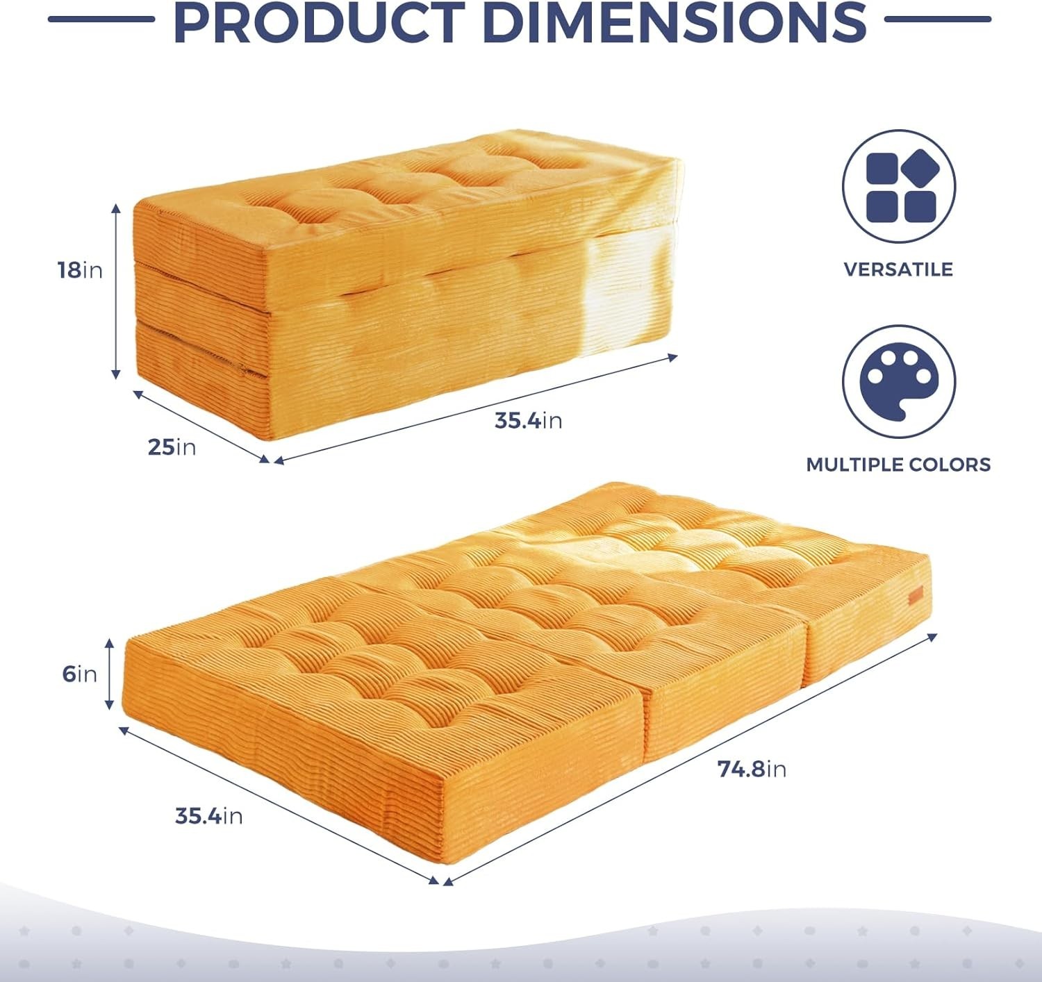 Tri-Fold Mattress 6 Inch Tufted Folding Futon Foam Bed Foldable Floor Mattress..