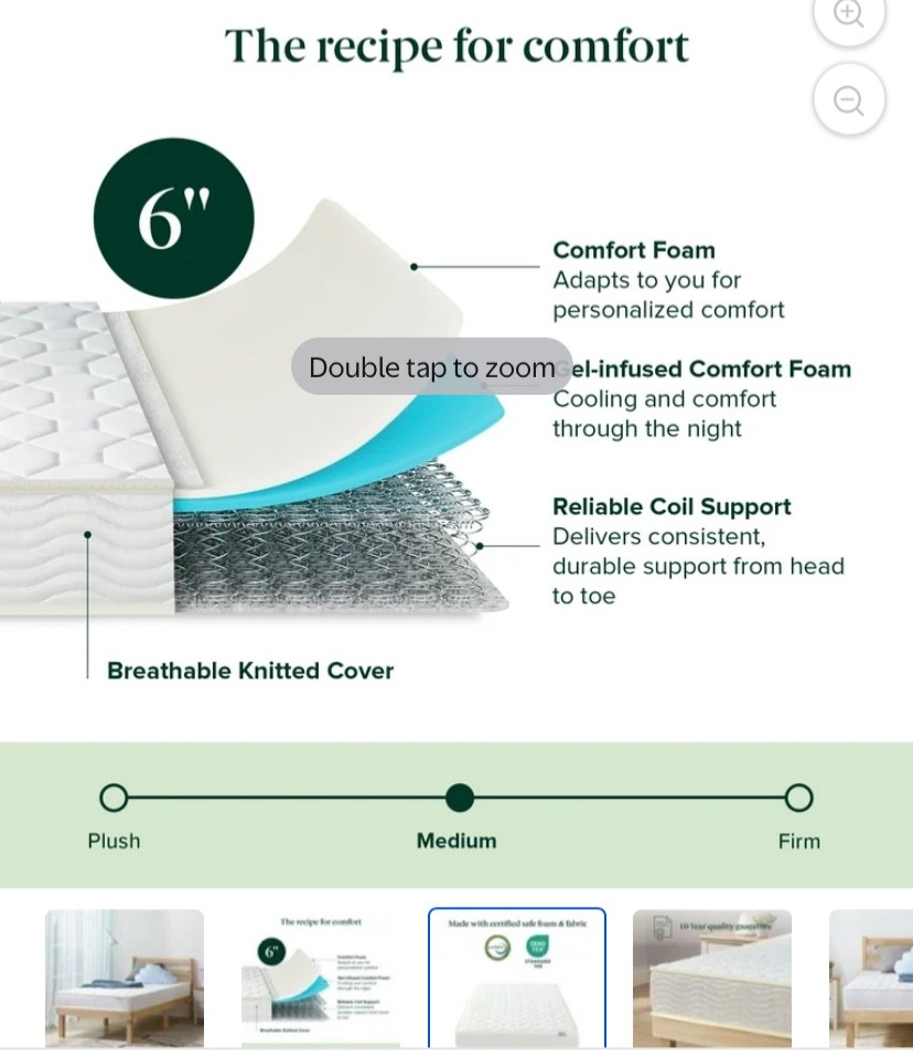 Mainstays 6″ Innerspring Tight Top Mattress with Gel Foam, Twin